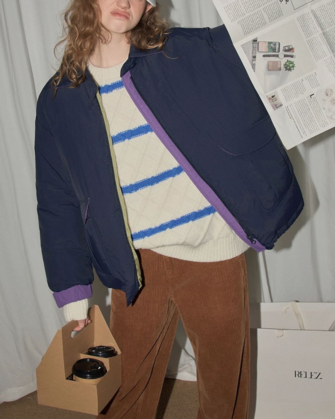 Contrast Color Retro Down Jacket　JK048