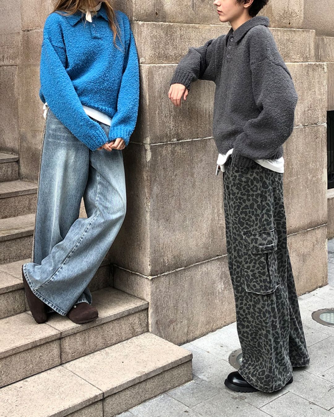 Leopard Print Cargo Denim Pants　PT008