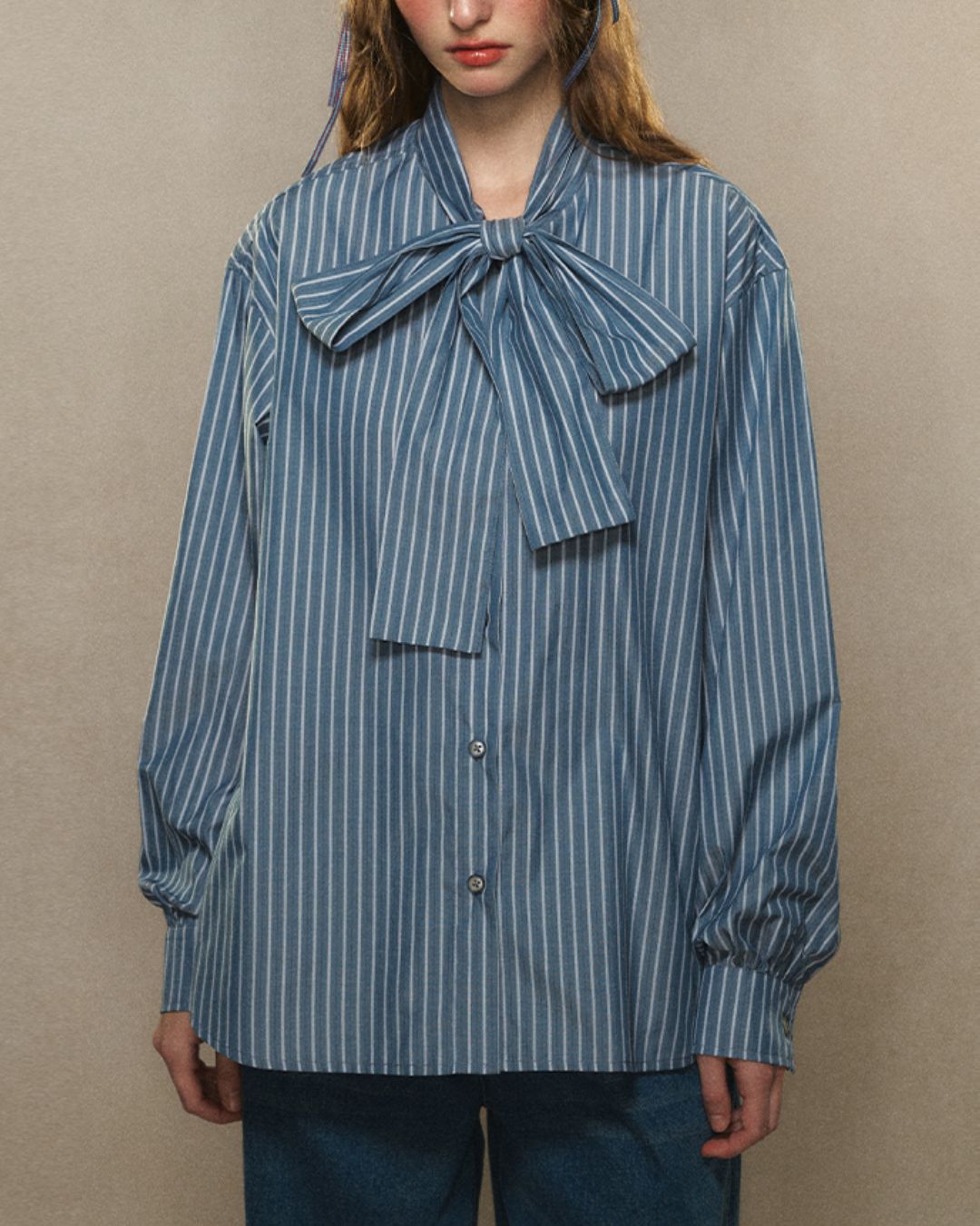 Bowtie Striped Shirt　LS019