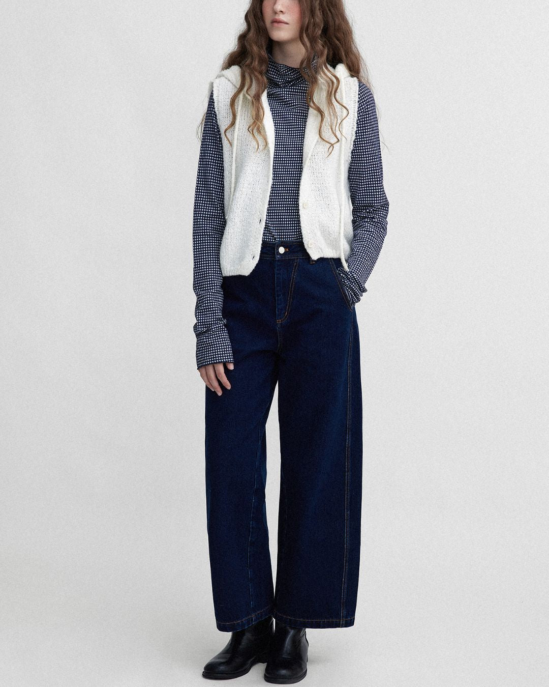 Loop Yarn Hooded Knit Vest　KN025