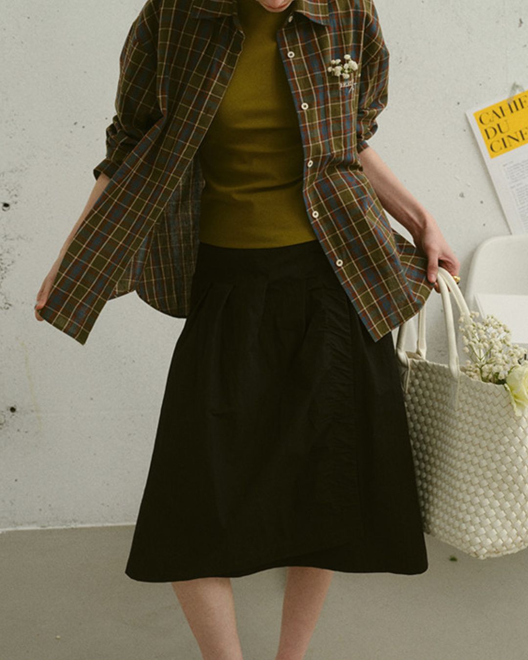 A-line Knee-length Wrap Skirt　SK022