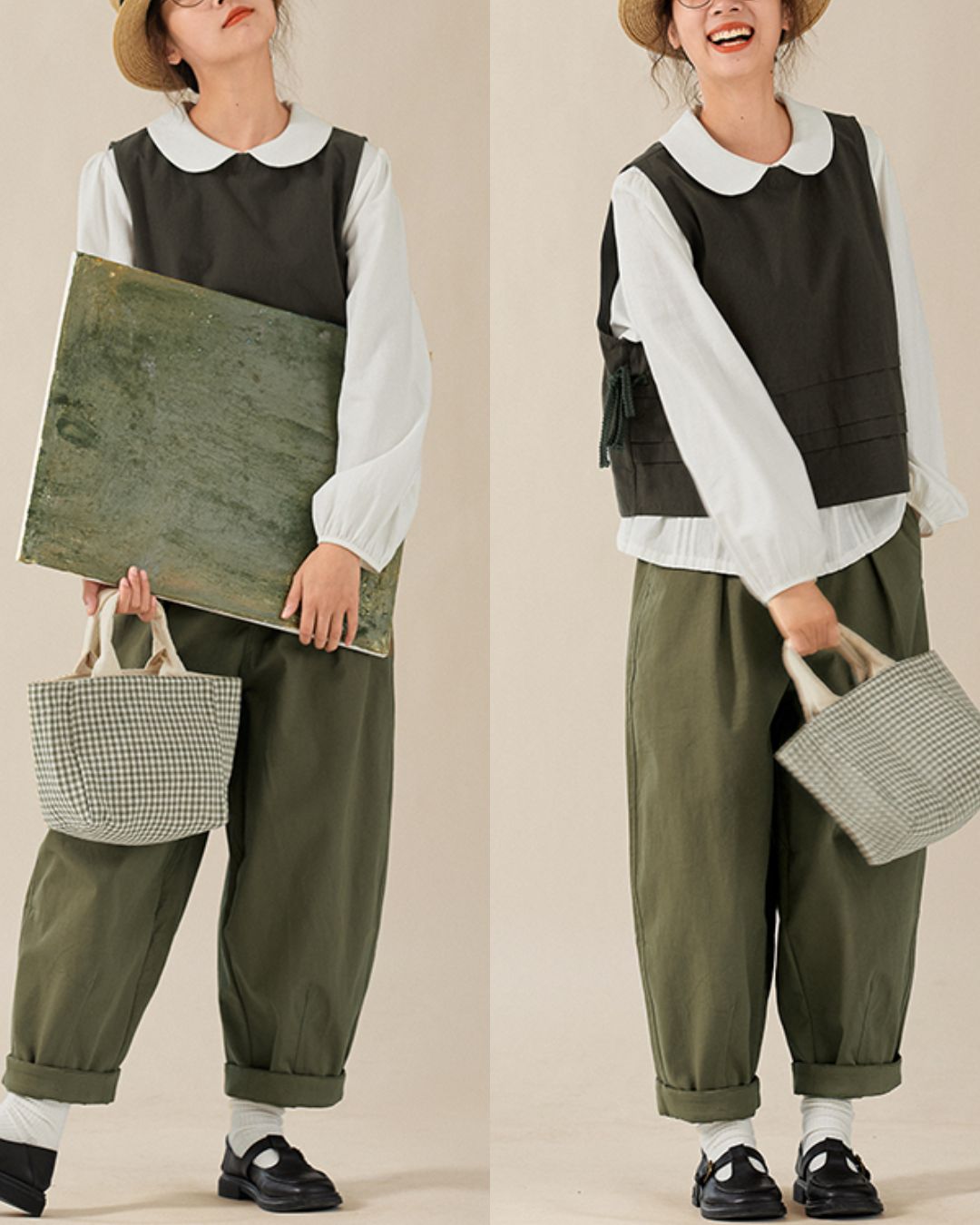 Round-collar Cotton Shirt　LS026