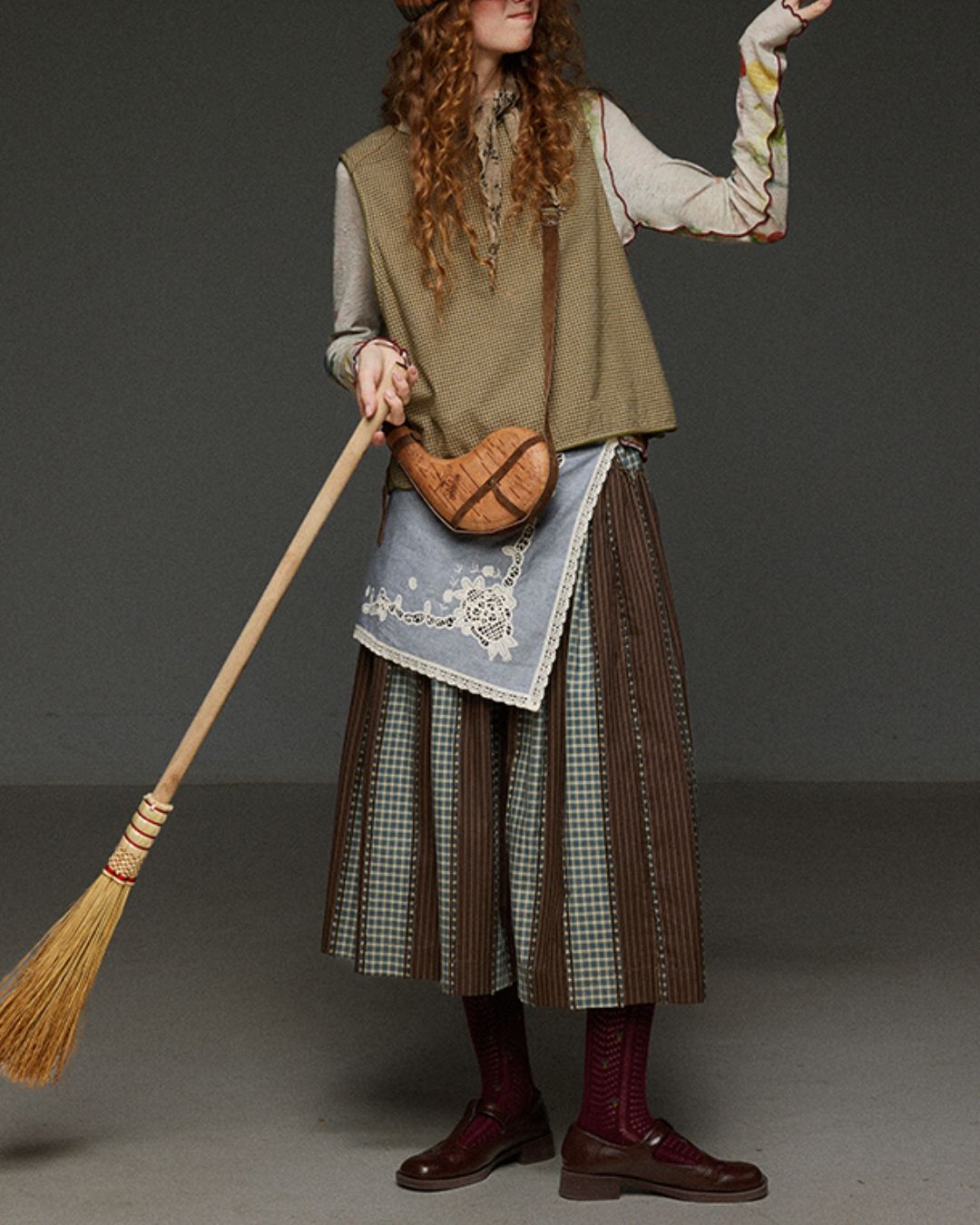 Check And Striped Contrast Color Skirt　SK007