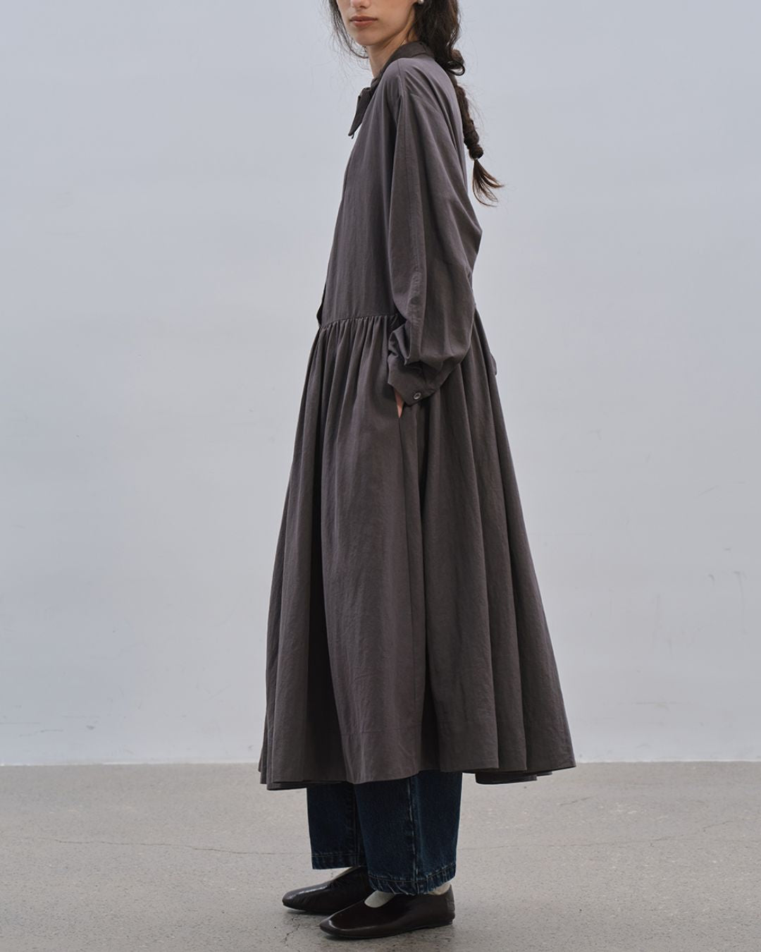 Gathered Long Shirt Dress　OP003