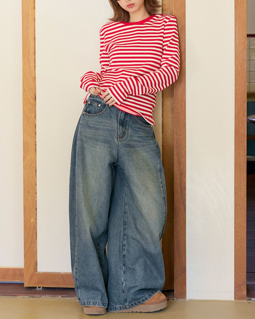 Border Thick Long Sleeve T-Shirt　LT020