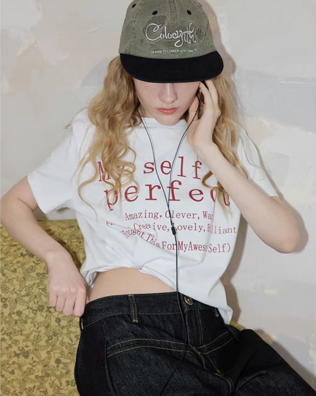 Text Print Crew Neck T-Shirt　ST009