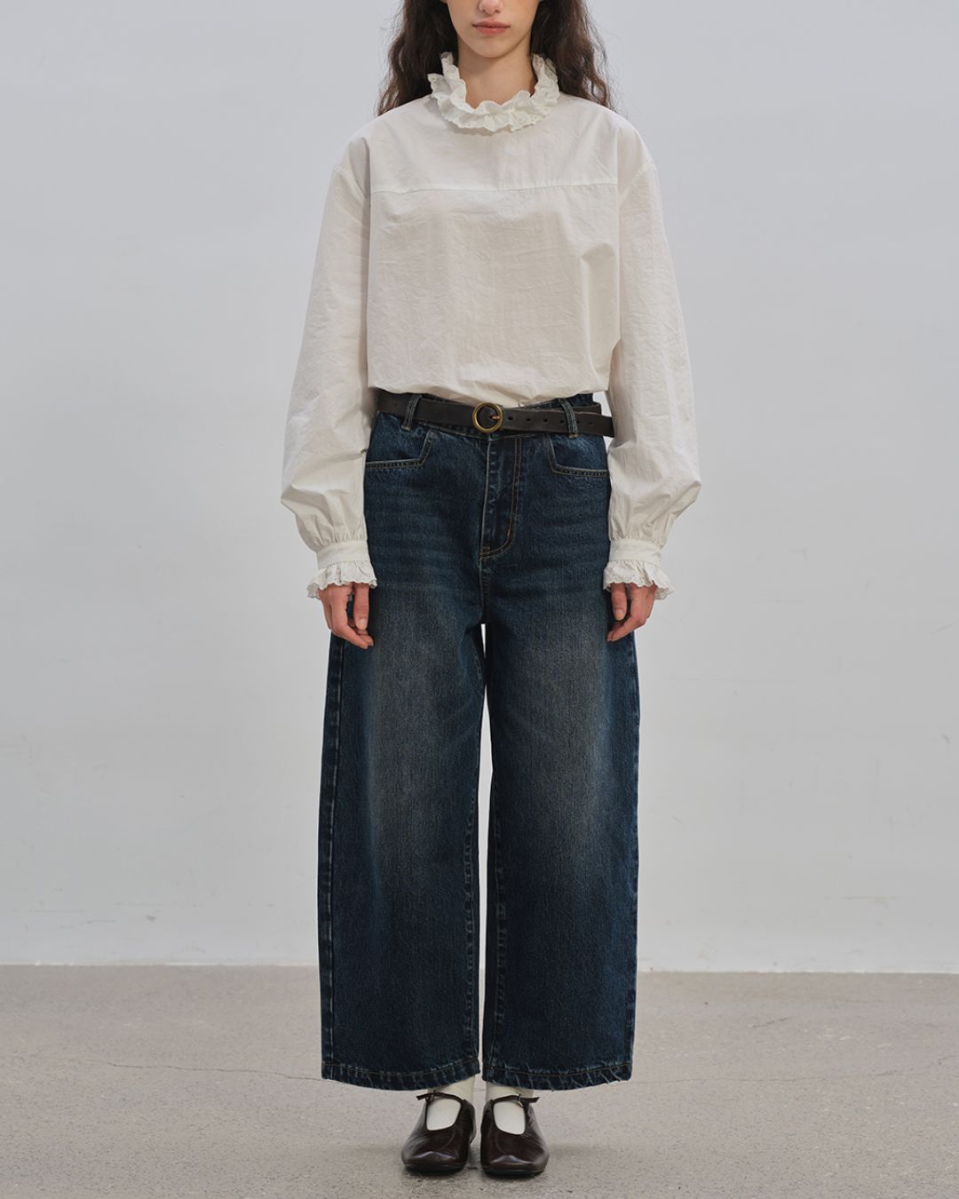 Back Button Ruffle Shirt　LT009