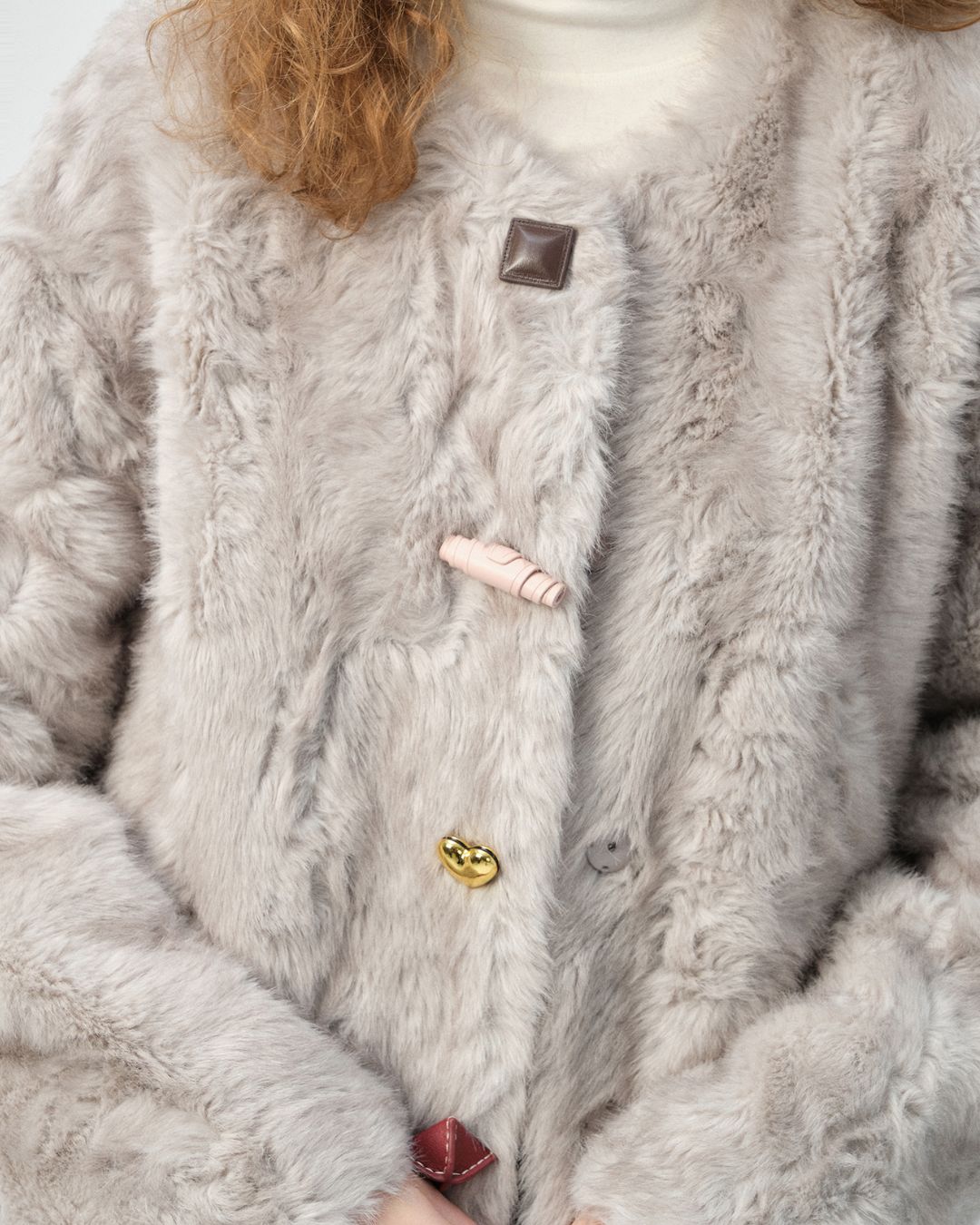 Faux Fur Colorful Button Jacket　JK076