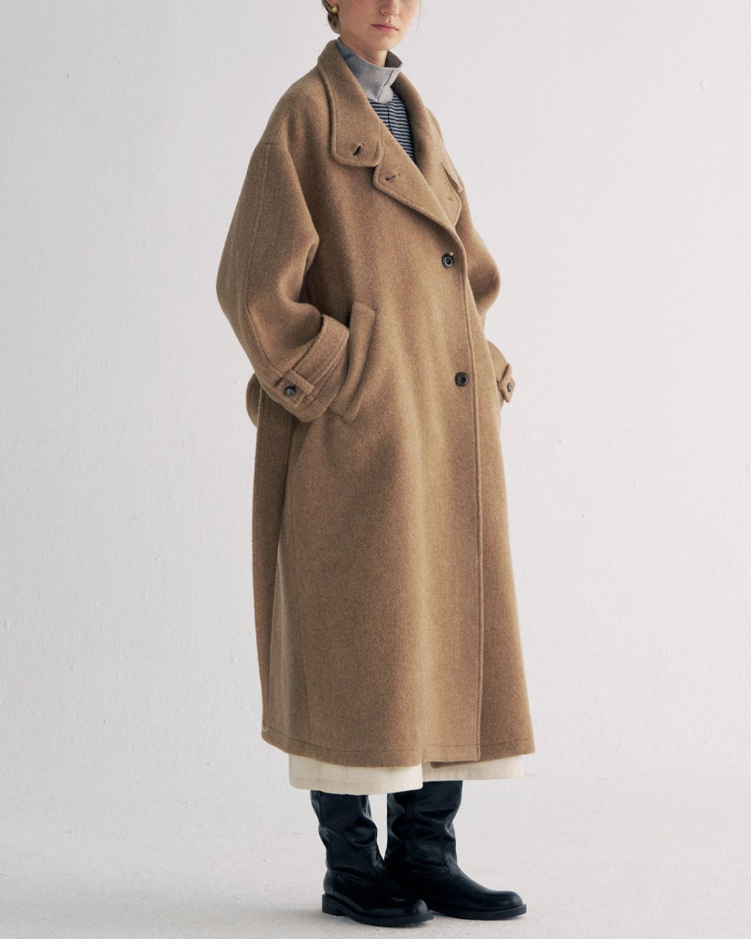 Stand-collar Wool Long Coat　CT029