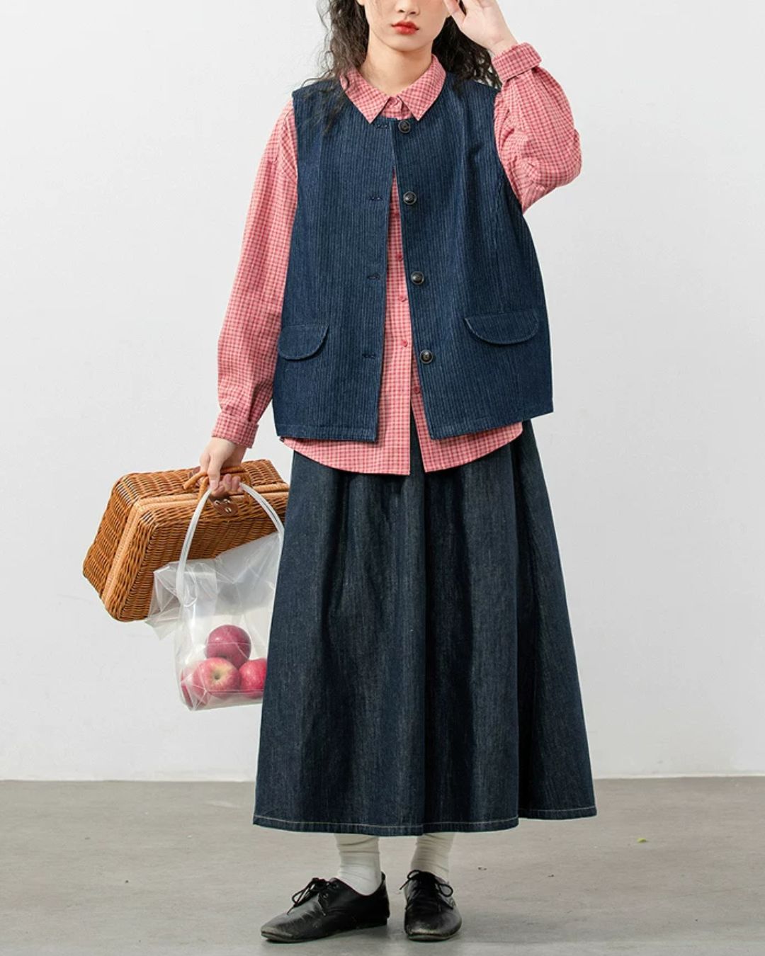 Crew Neck Denim Vest　VT025