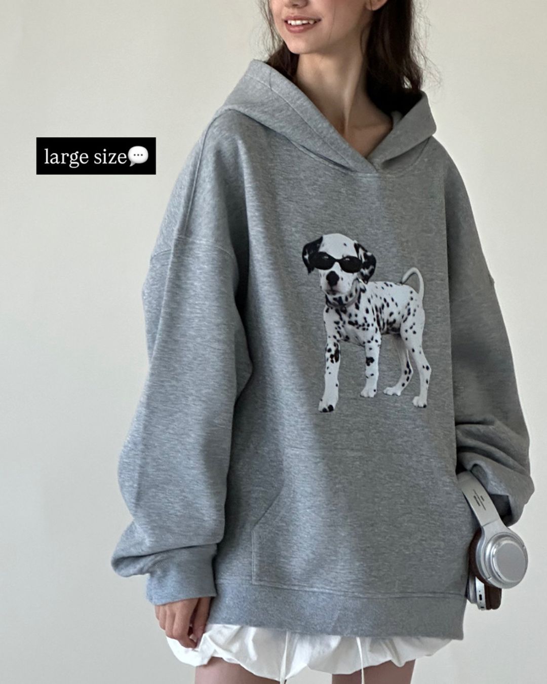 Dalmatian Print Oversized Hoodie　HD002