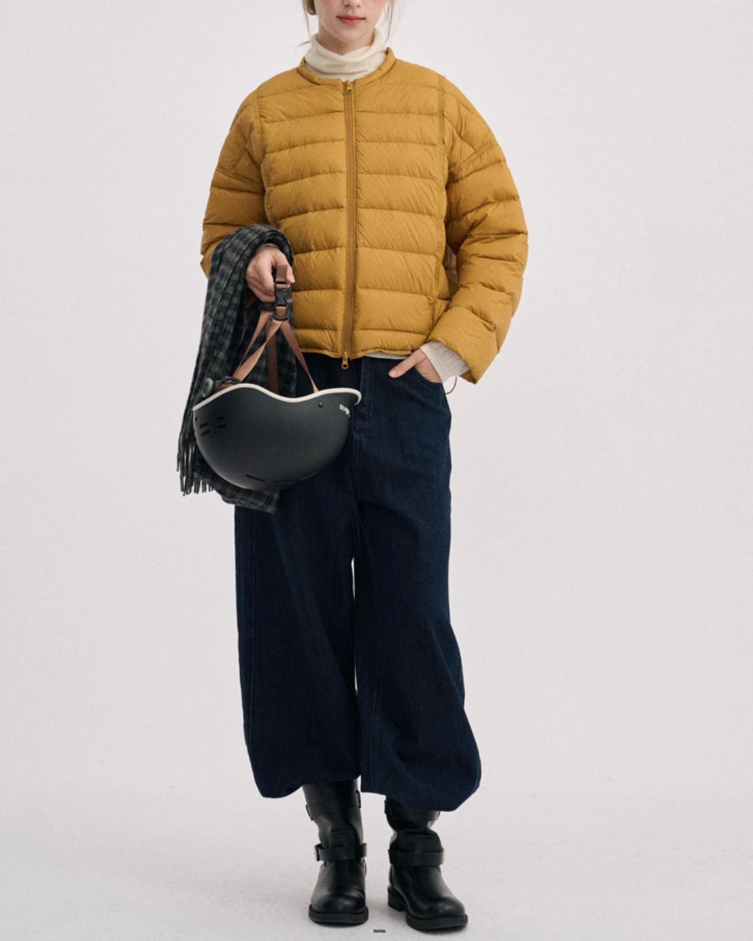 No-collar Drop Shoulder Down Jacket　JK068