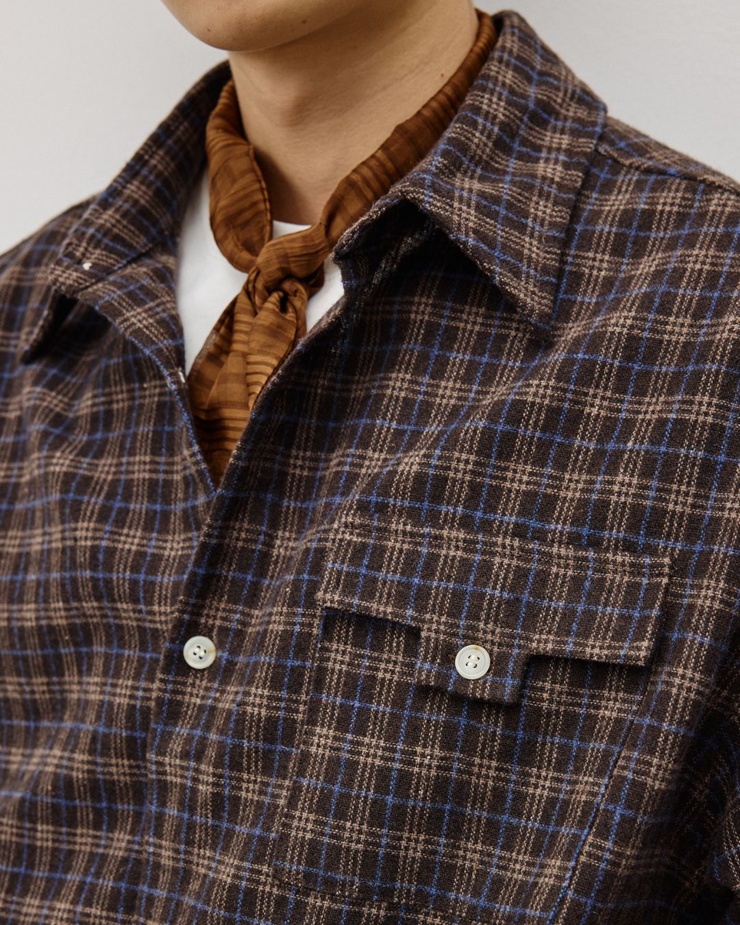 Flap Pocket Checked Flannel Shirt　LS036