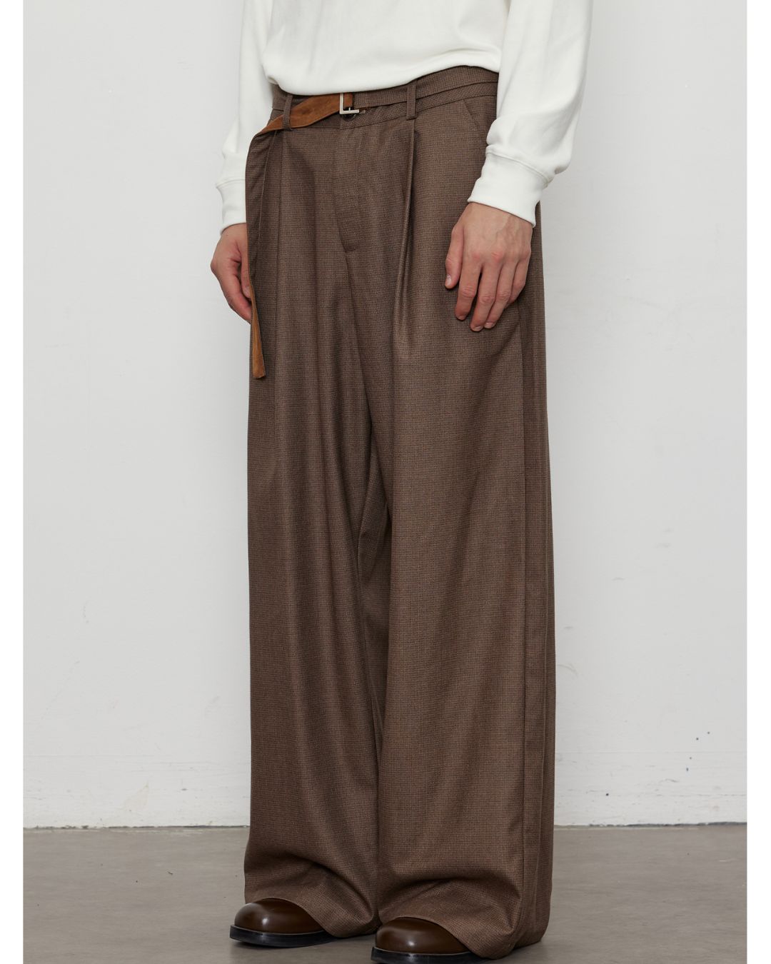 Houndstooth Draped Wide Pants　PT020