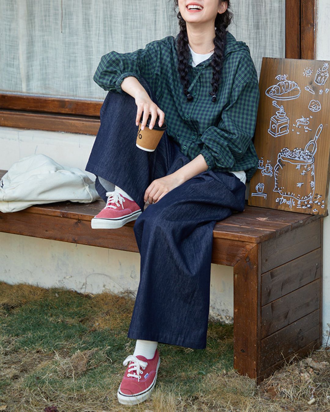 Casual Hooded Checked Shirt　LS053