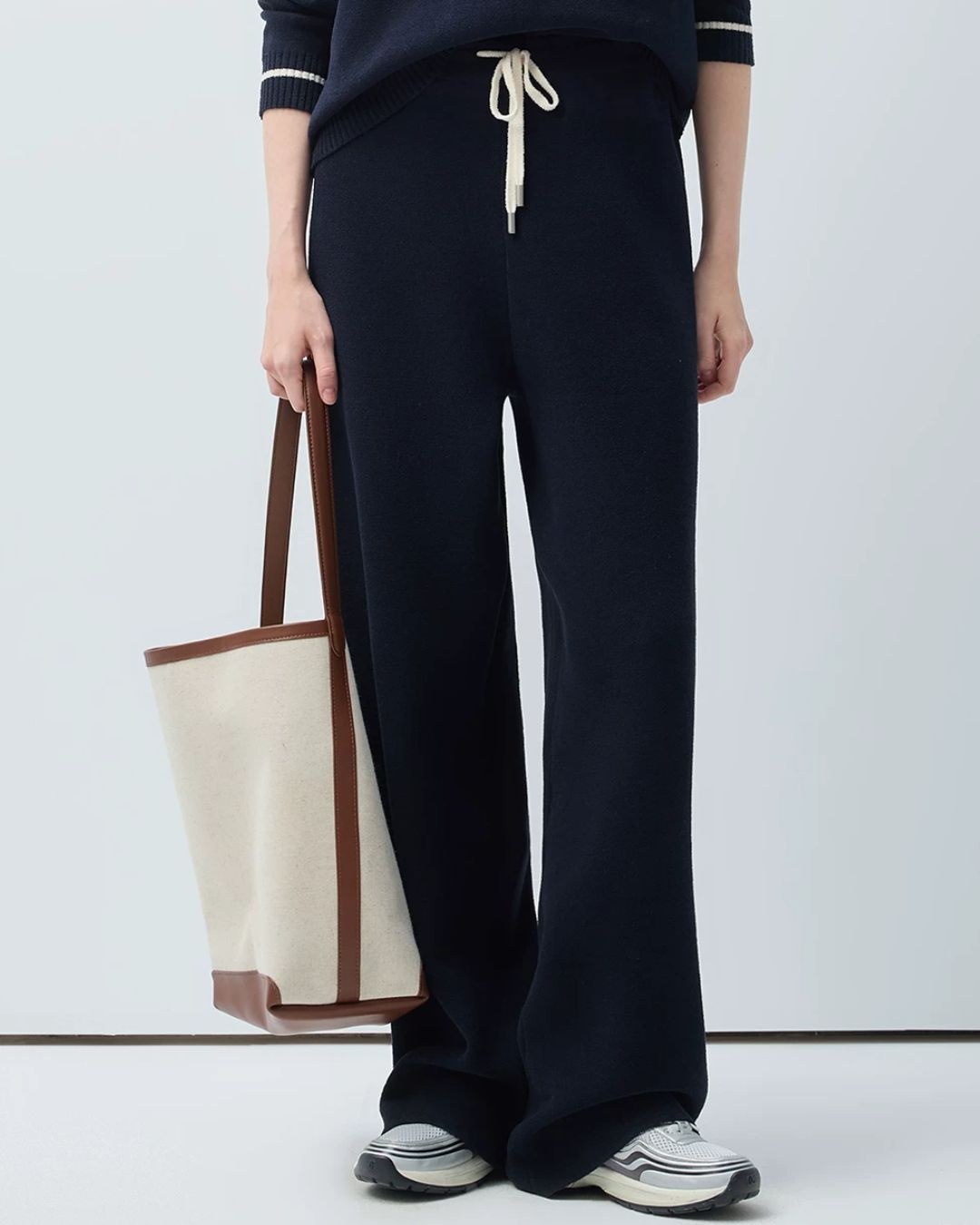 Boucle Knit Drawstring Draped Pants　PT037