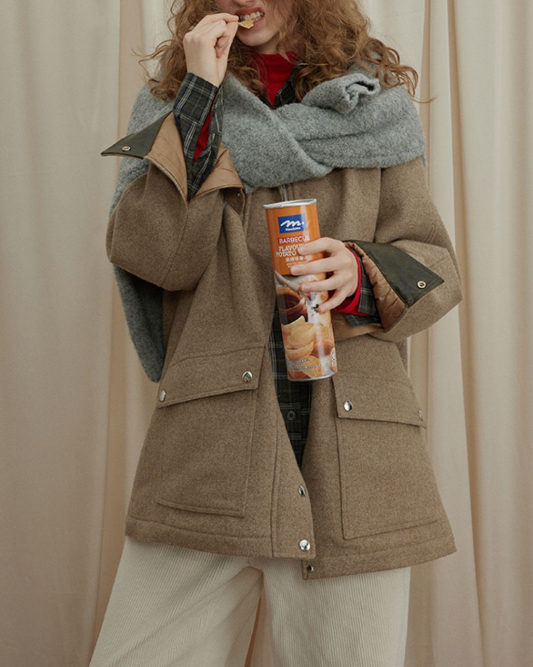 Retro Contrast Check Shirt　LS035