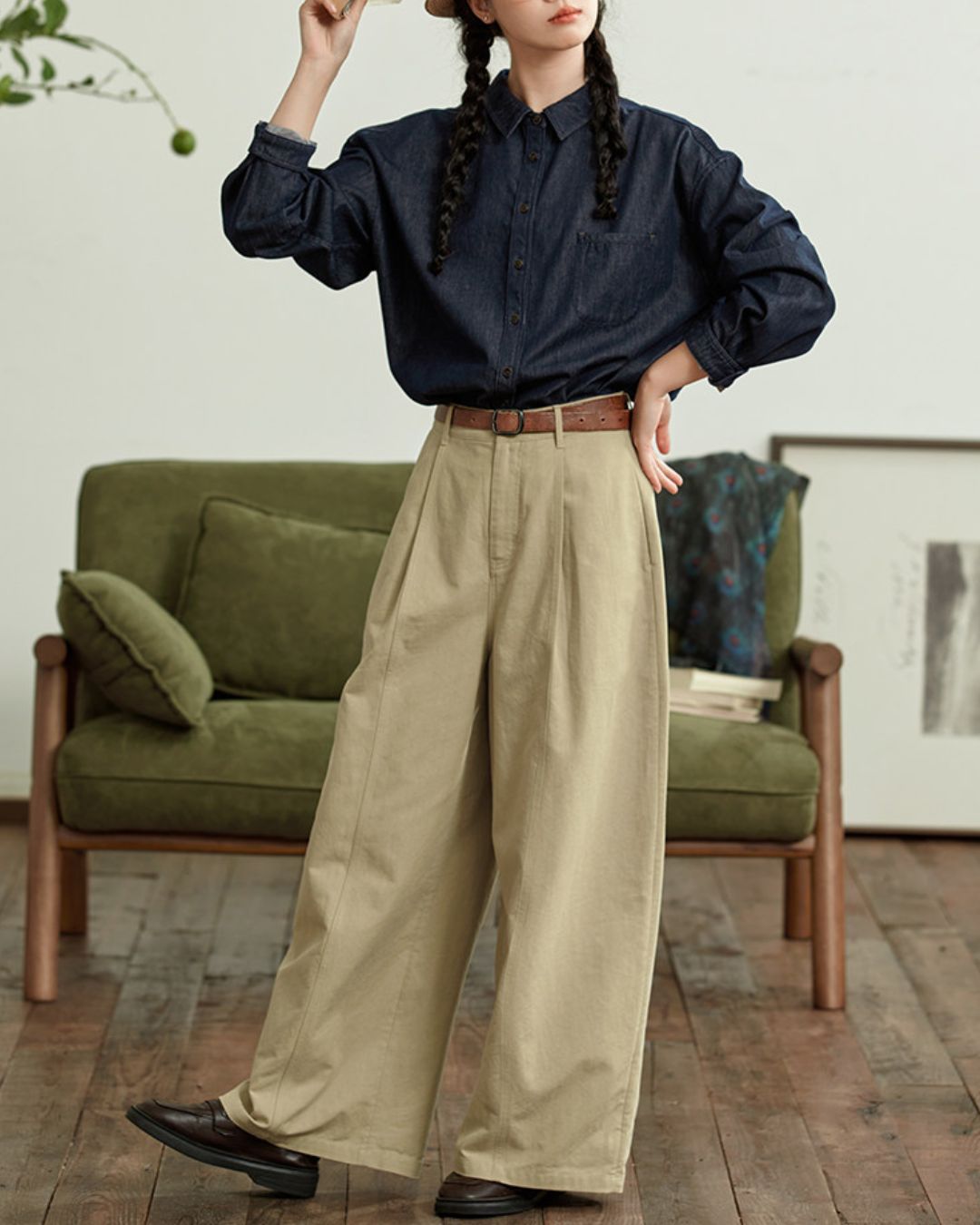 Casual Navy Denim Shirt　LS041