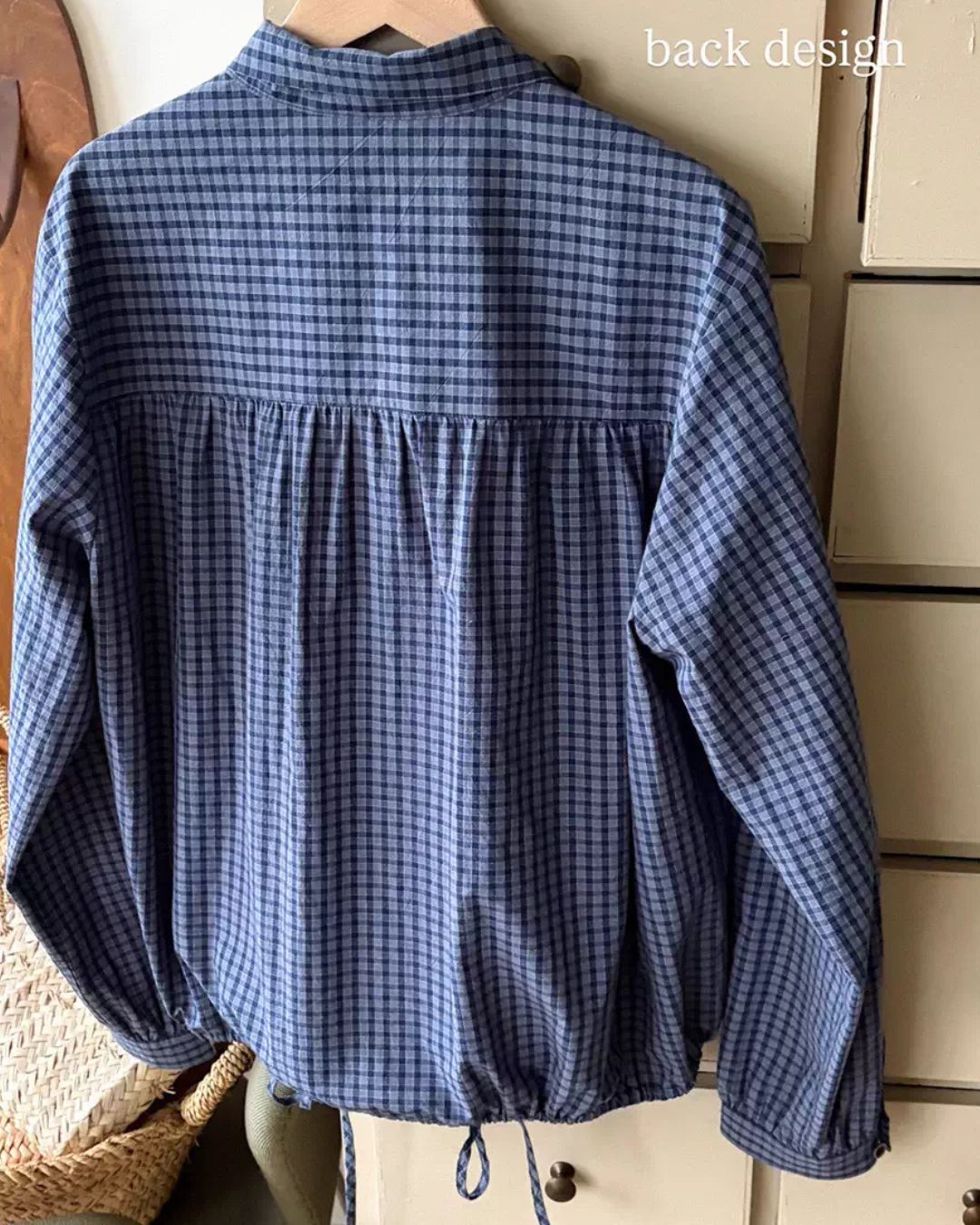Bow Tie Ribbon Check Shirt　LS068
