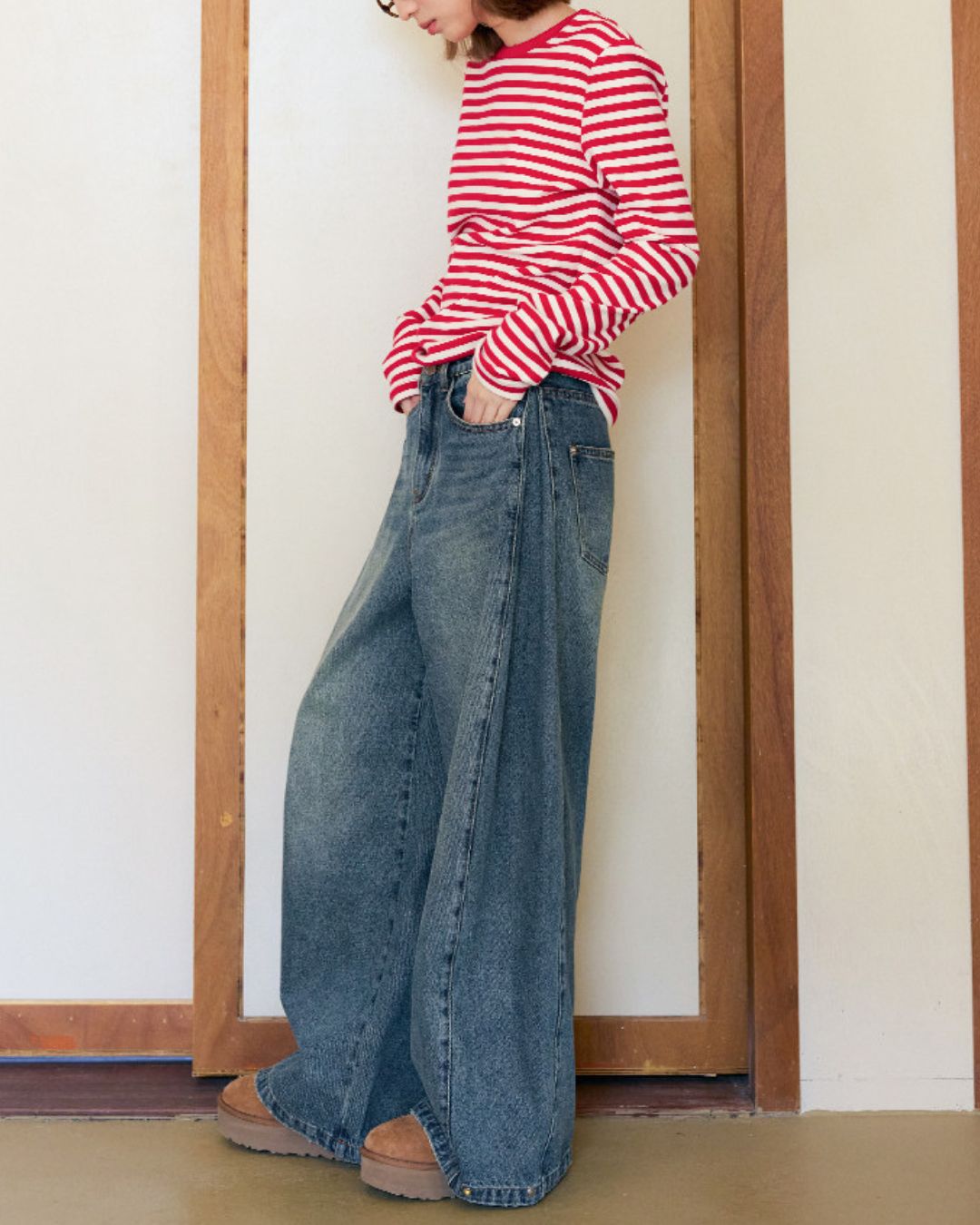 Wide-leg Twist Denim Pants　DP013