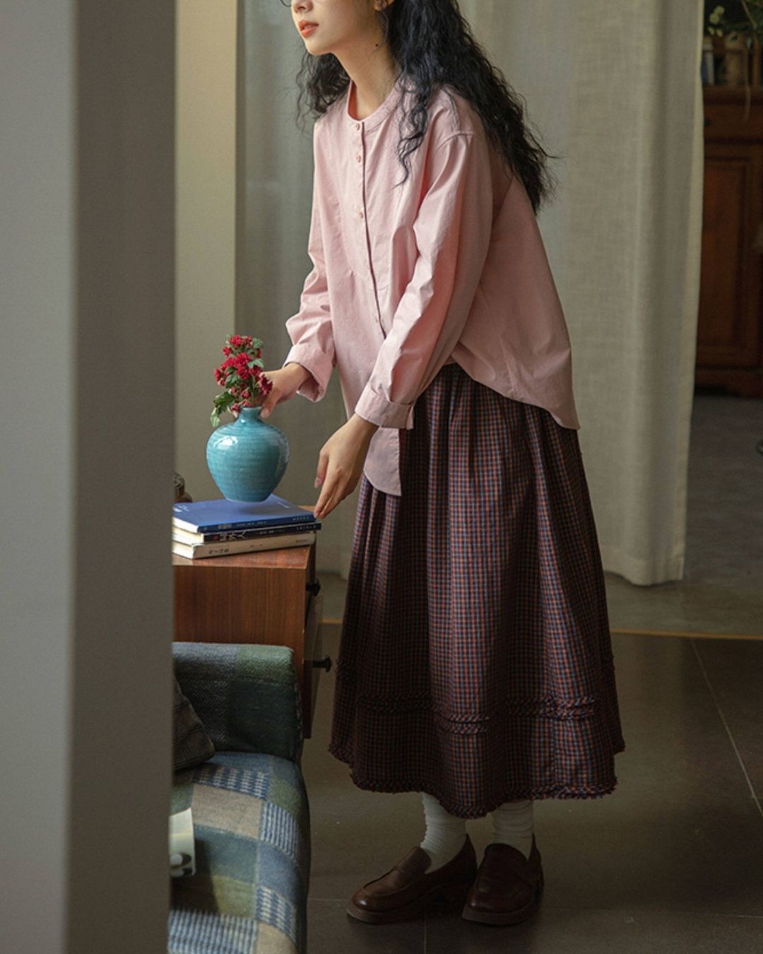 Band Collar Loose Shirt　LS057