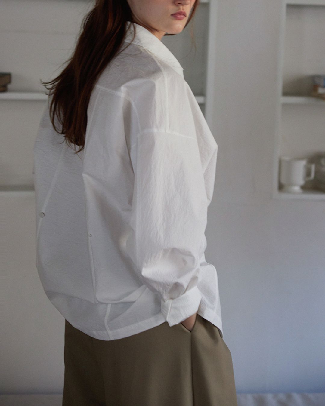 Back Button Basic Shirt　LS022