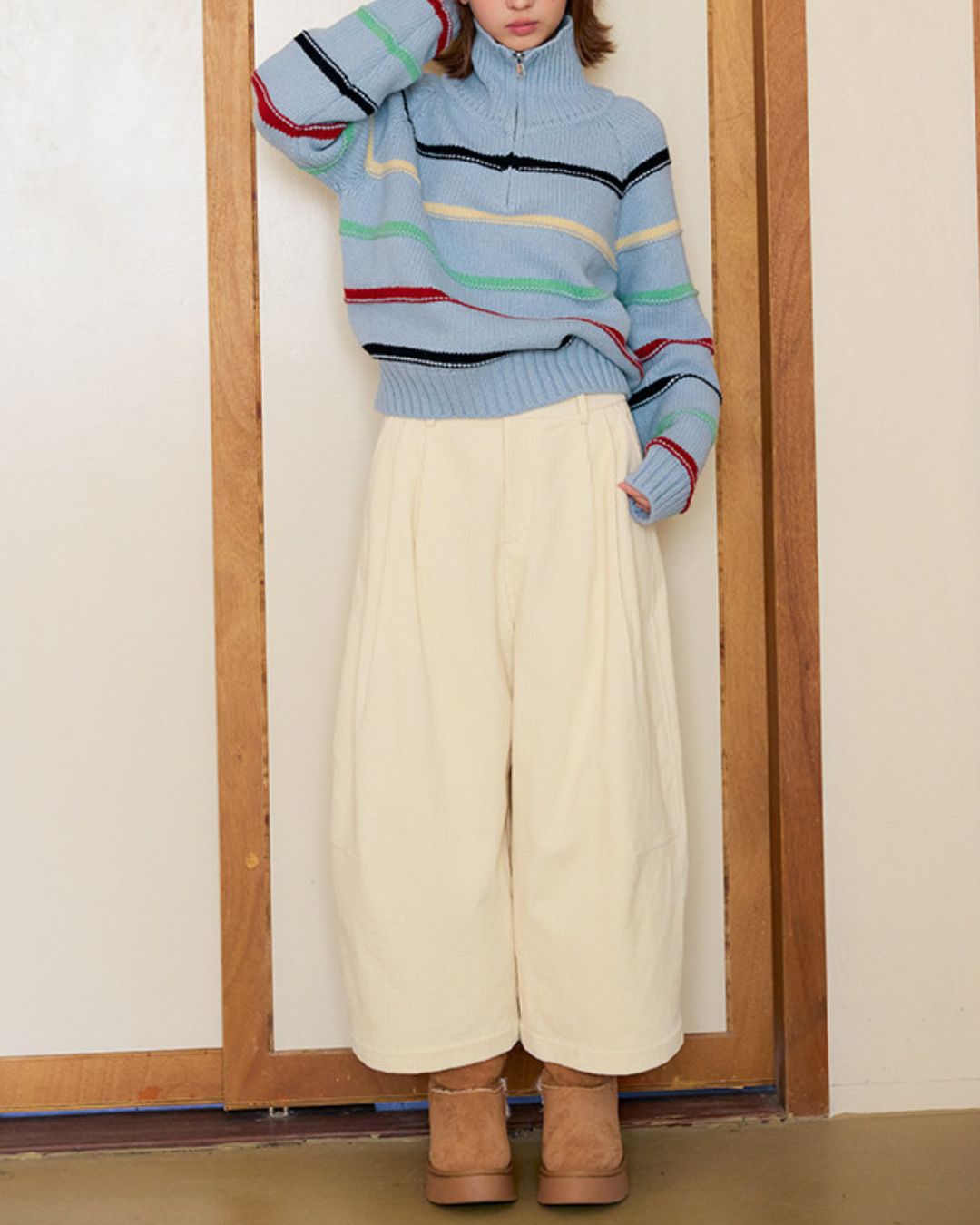 Multi-border Half-zip Knit　KN091
