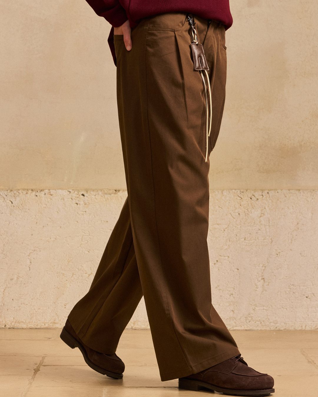 Rope ＆ Leather Tag Tuck Wide Pants　PT033