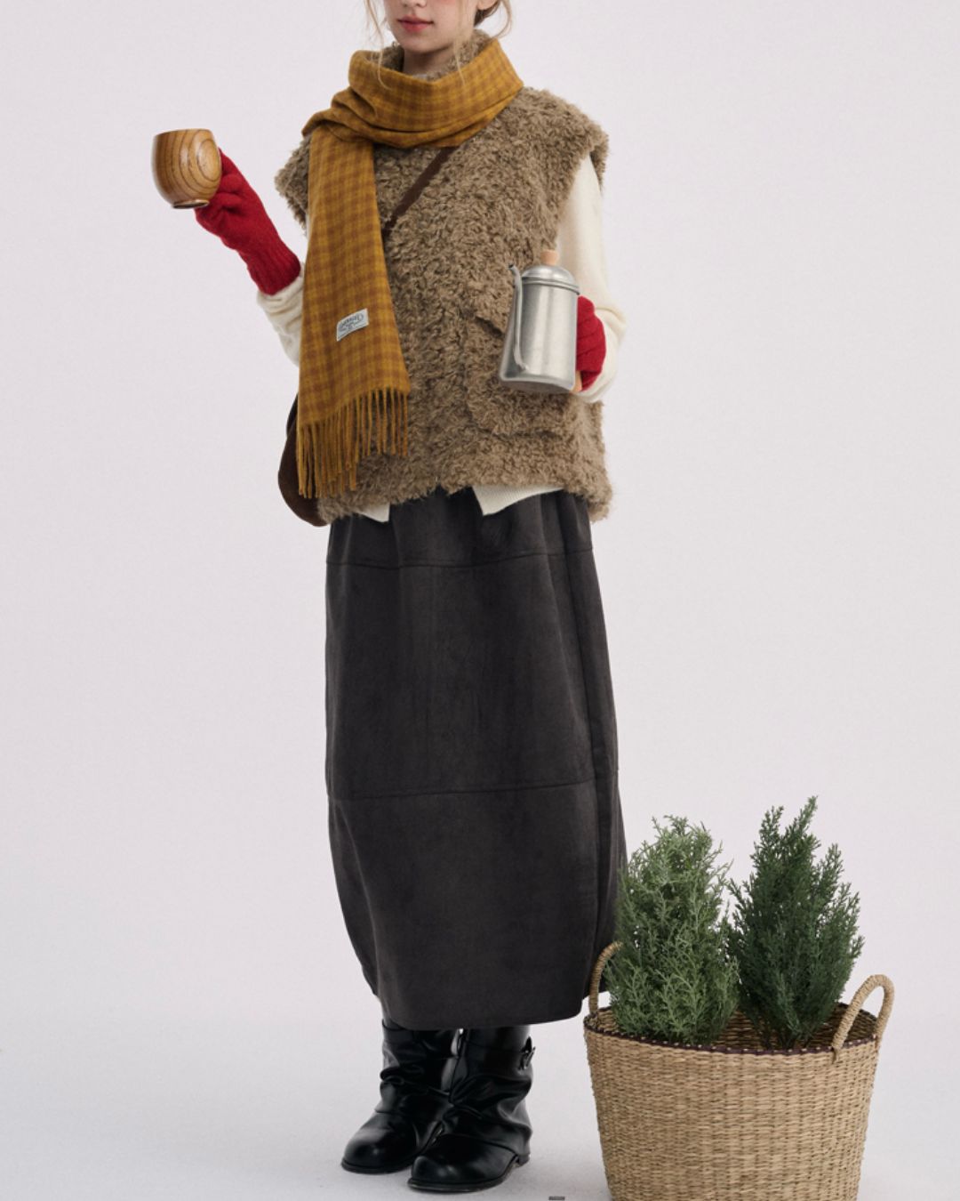 Stand Collar Boa Flap Pocket Vest　VT015