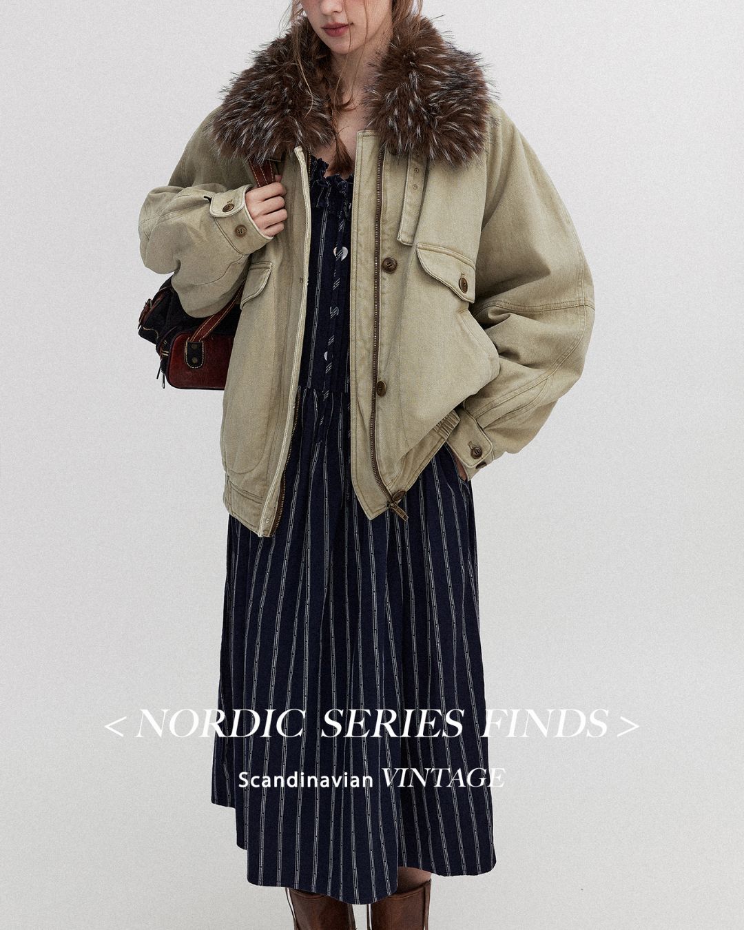 Fur Collar Padded Denim Jacket　JK058