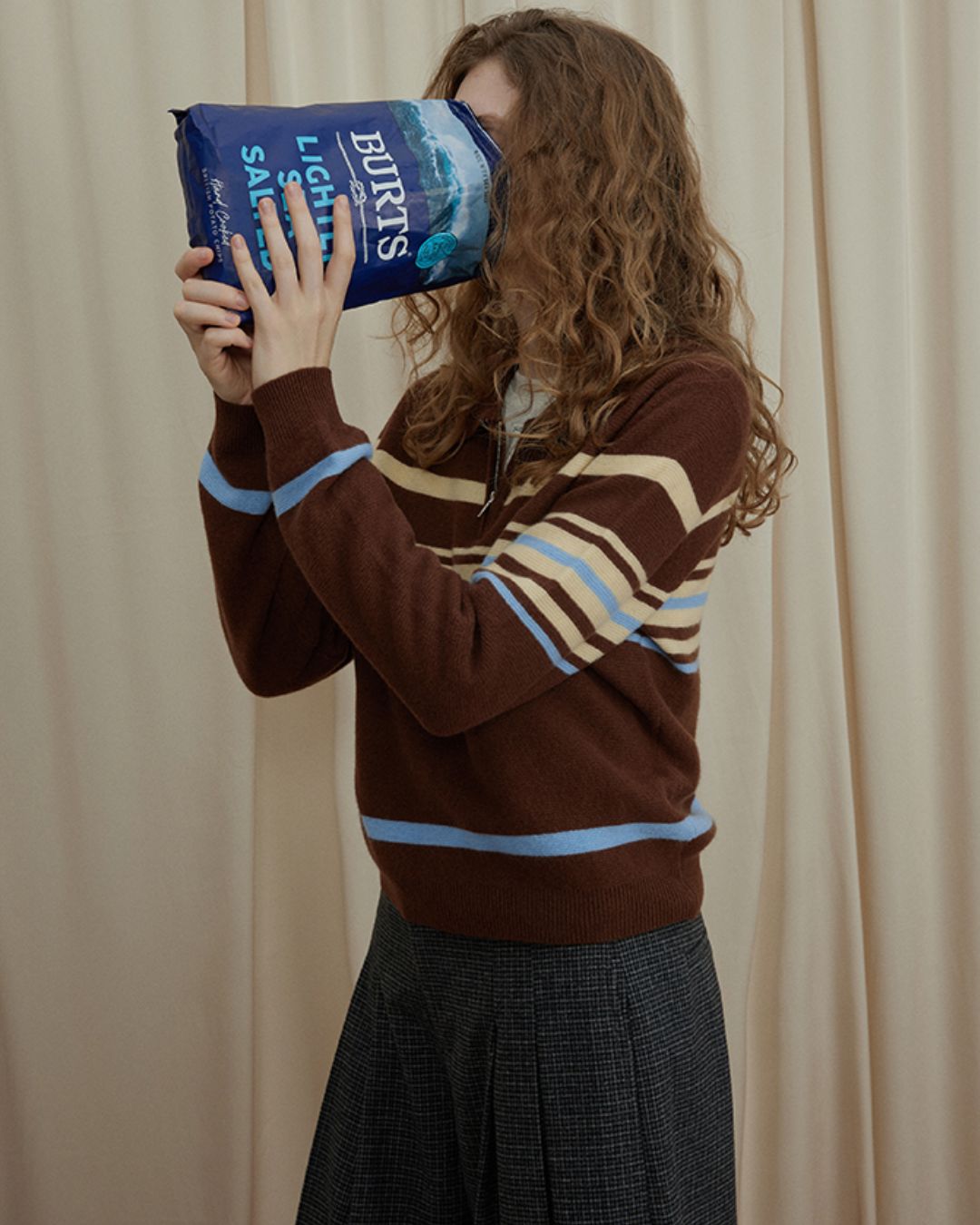 Multi-border Half-zip Polo Collar Knit　KN052