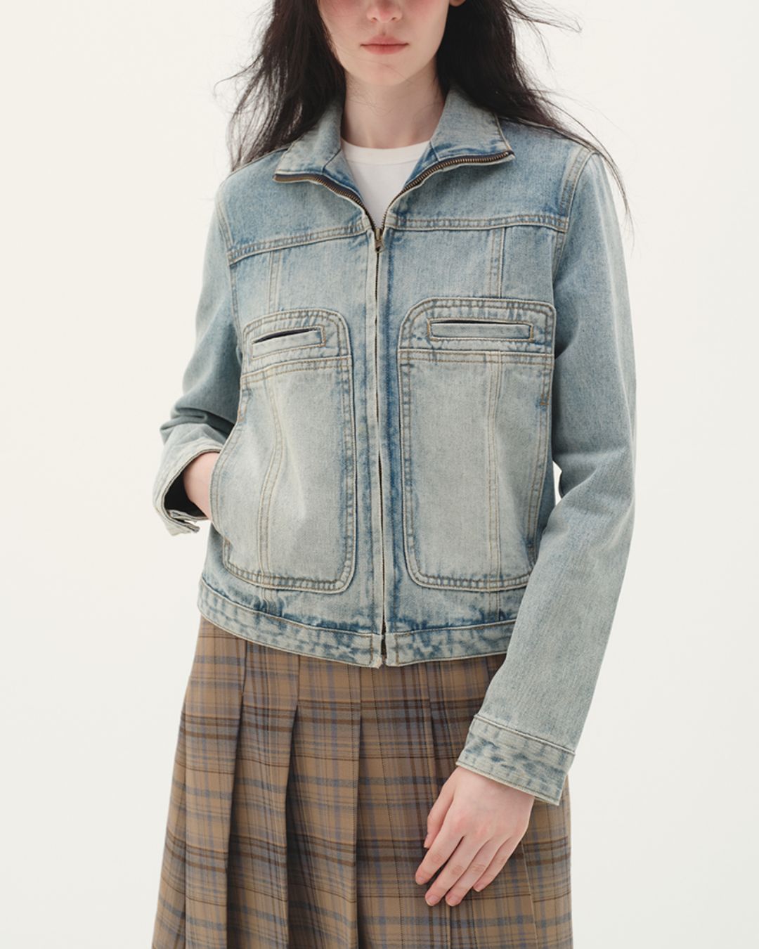 Washed Retro Denim Jacket　JK003