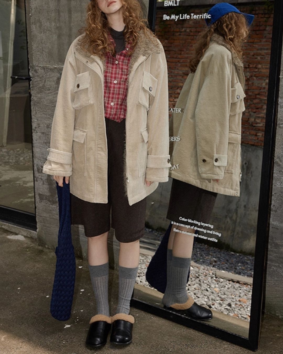 Fur-lined Corduroy Work Jacket　JK045