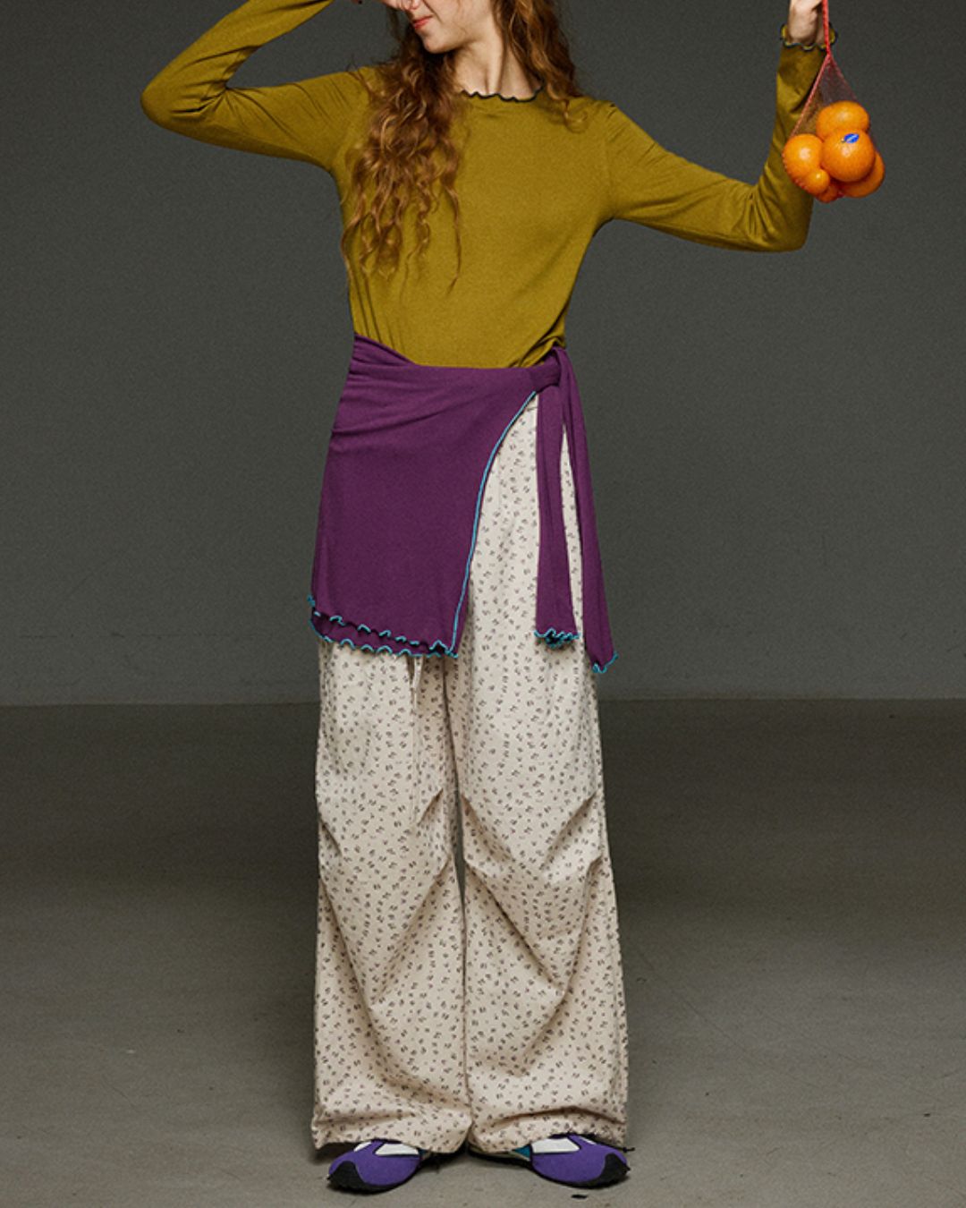 Color Stitch Mellow Frill T-shirt　LT013