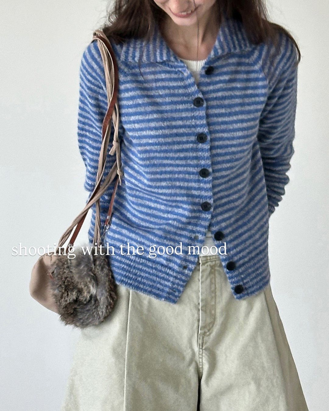 Collared Border Knit Cardigan　KN020