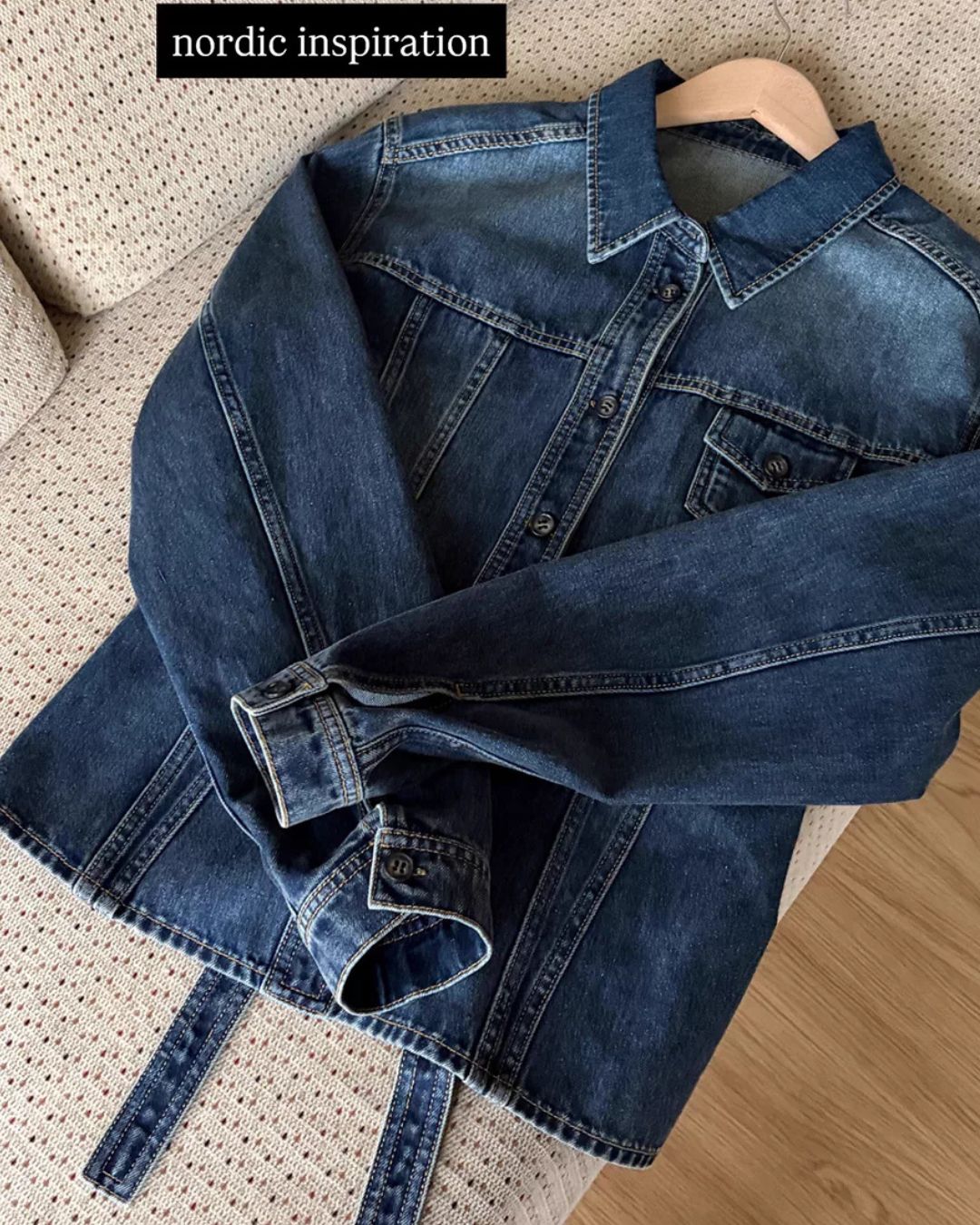 Washed Denim Shirt Jacket & Wide Denim Pants　JK091
