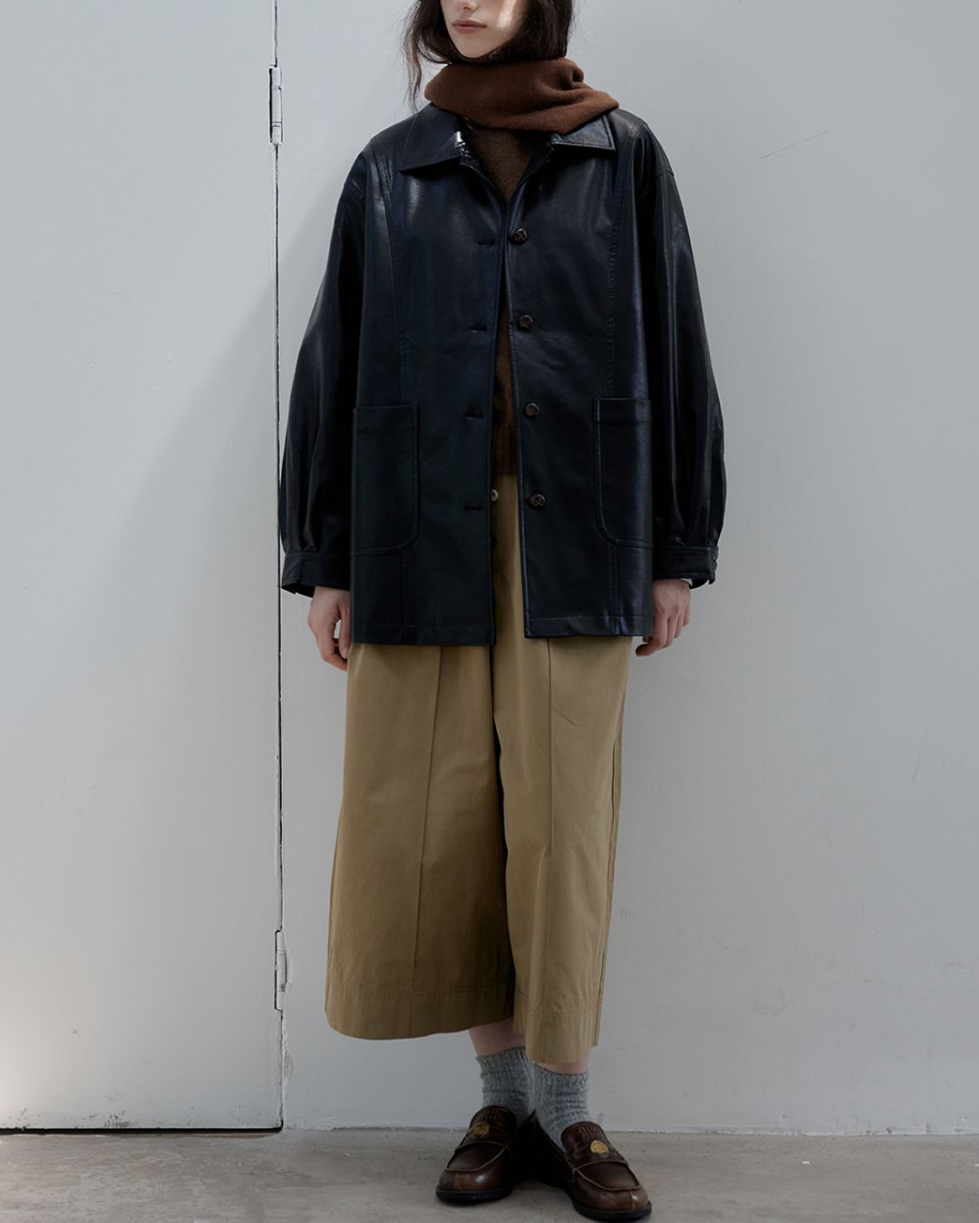 Draped Wide Cropped Pants　PT012