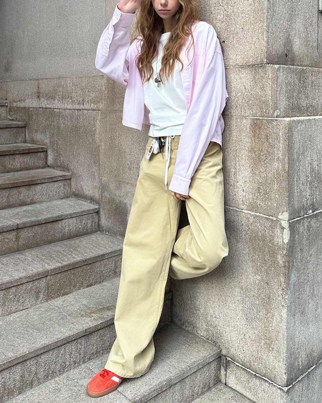 Striped Cropped Shirt　LS008