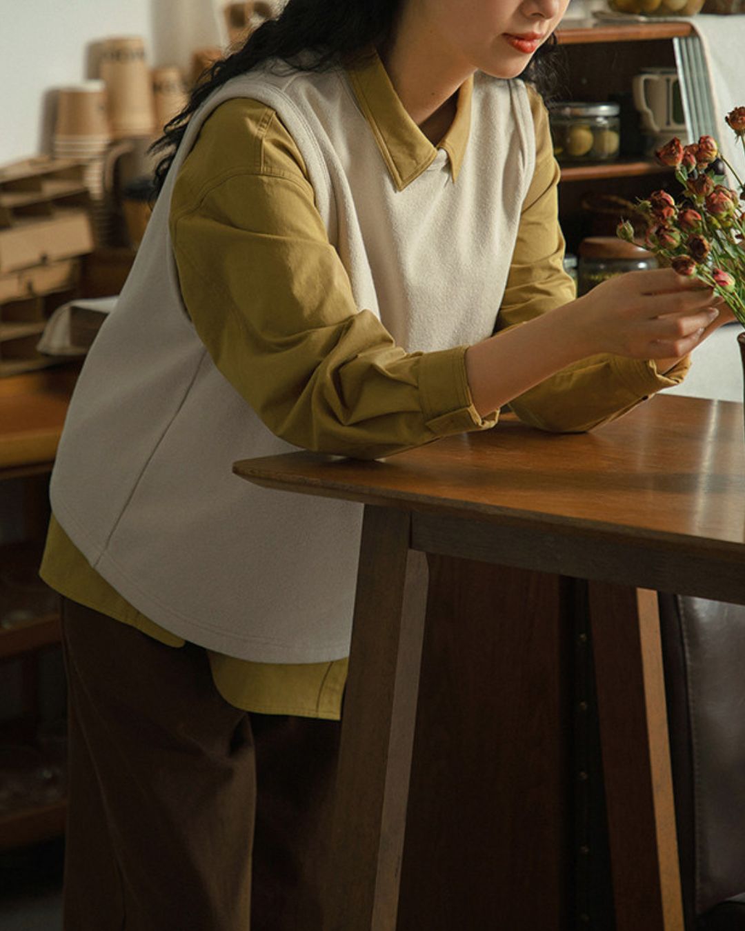 Crew Neck Cotton Knit Vest　VT024