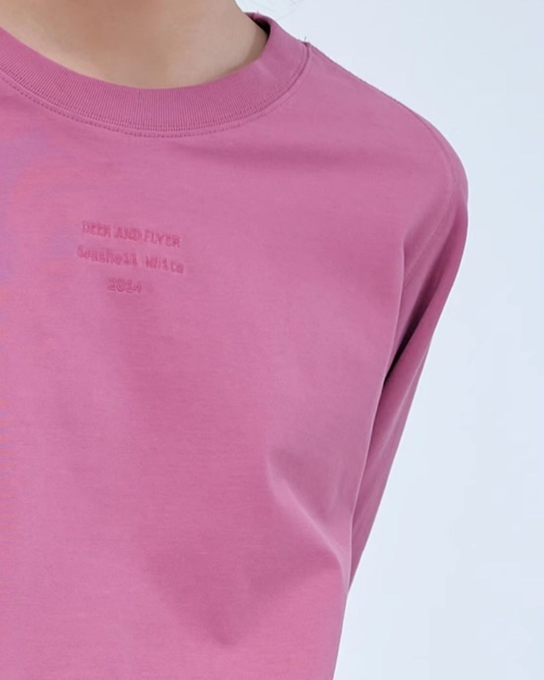 Text Embroidered Cotton Loose T-shirt　LT024