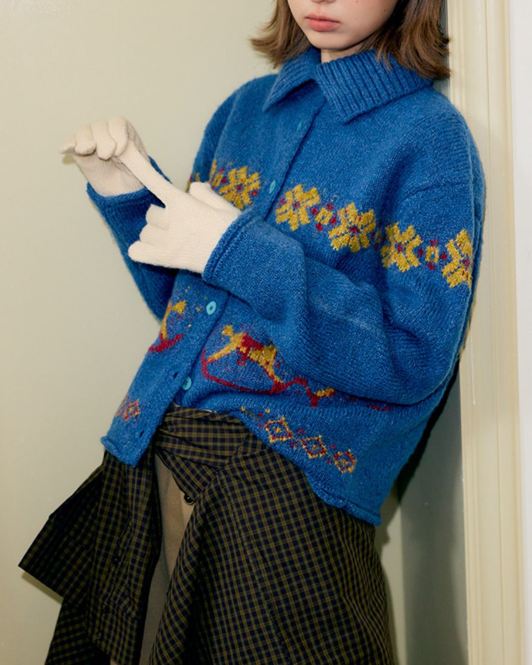 Horse Jacquard Collared Knit　KN087