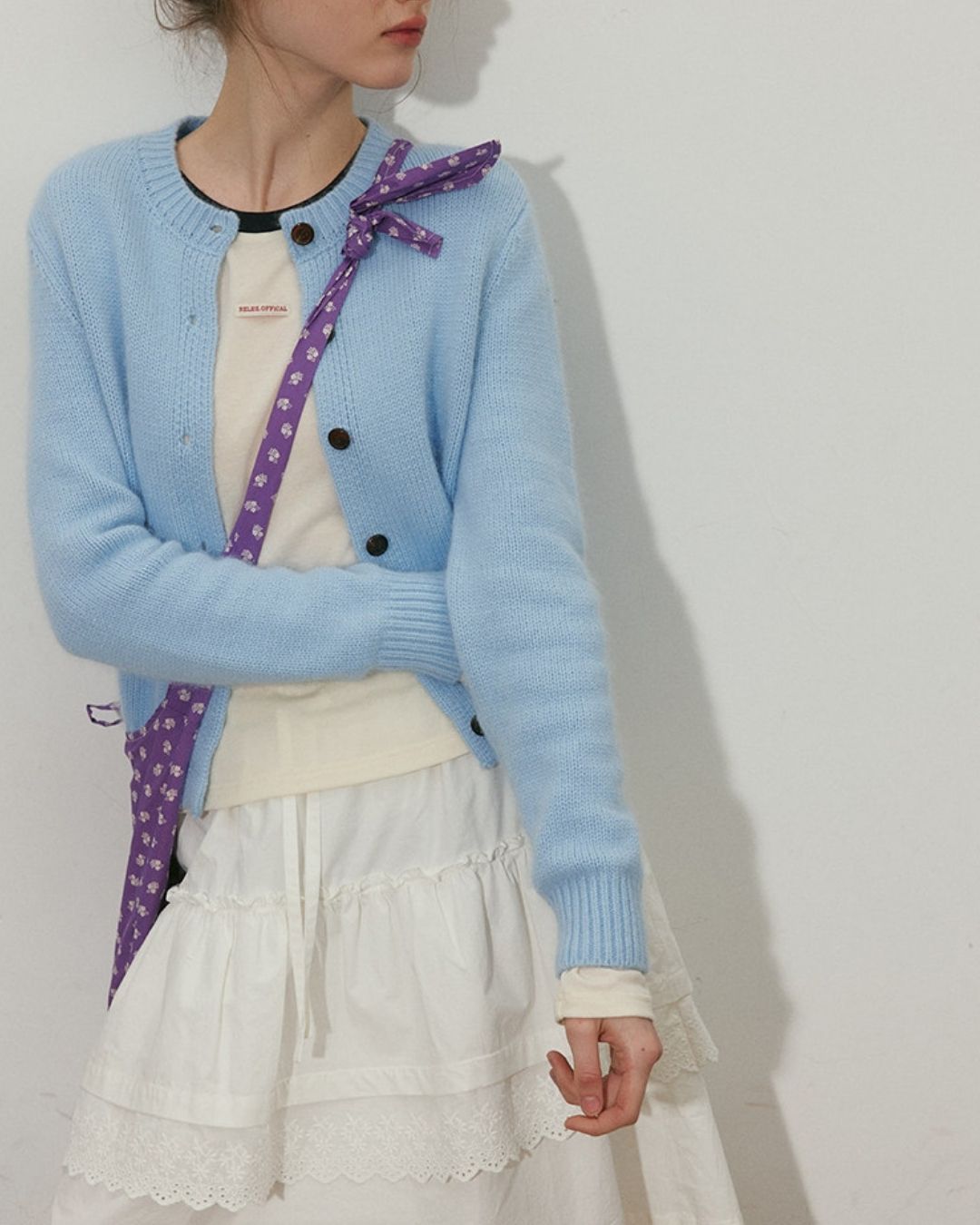 Round Neck Retro Fluffy Knit Cardigan　KN115