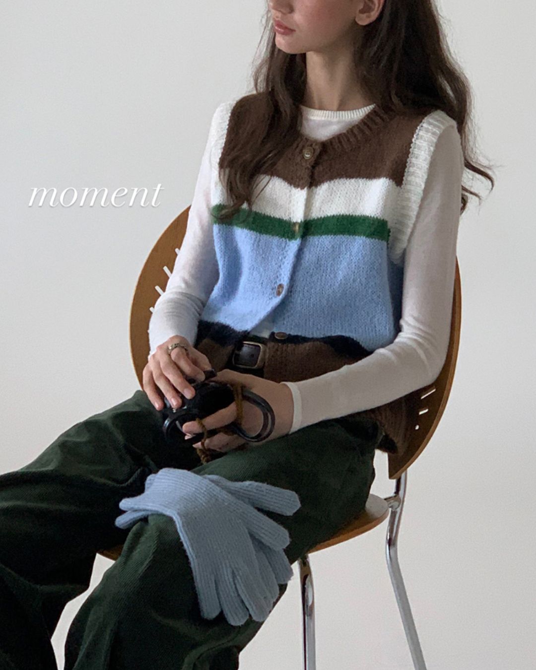 Contrast Color Knit Vest　KN019