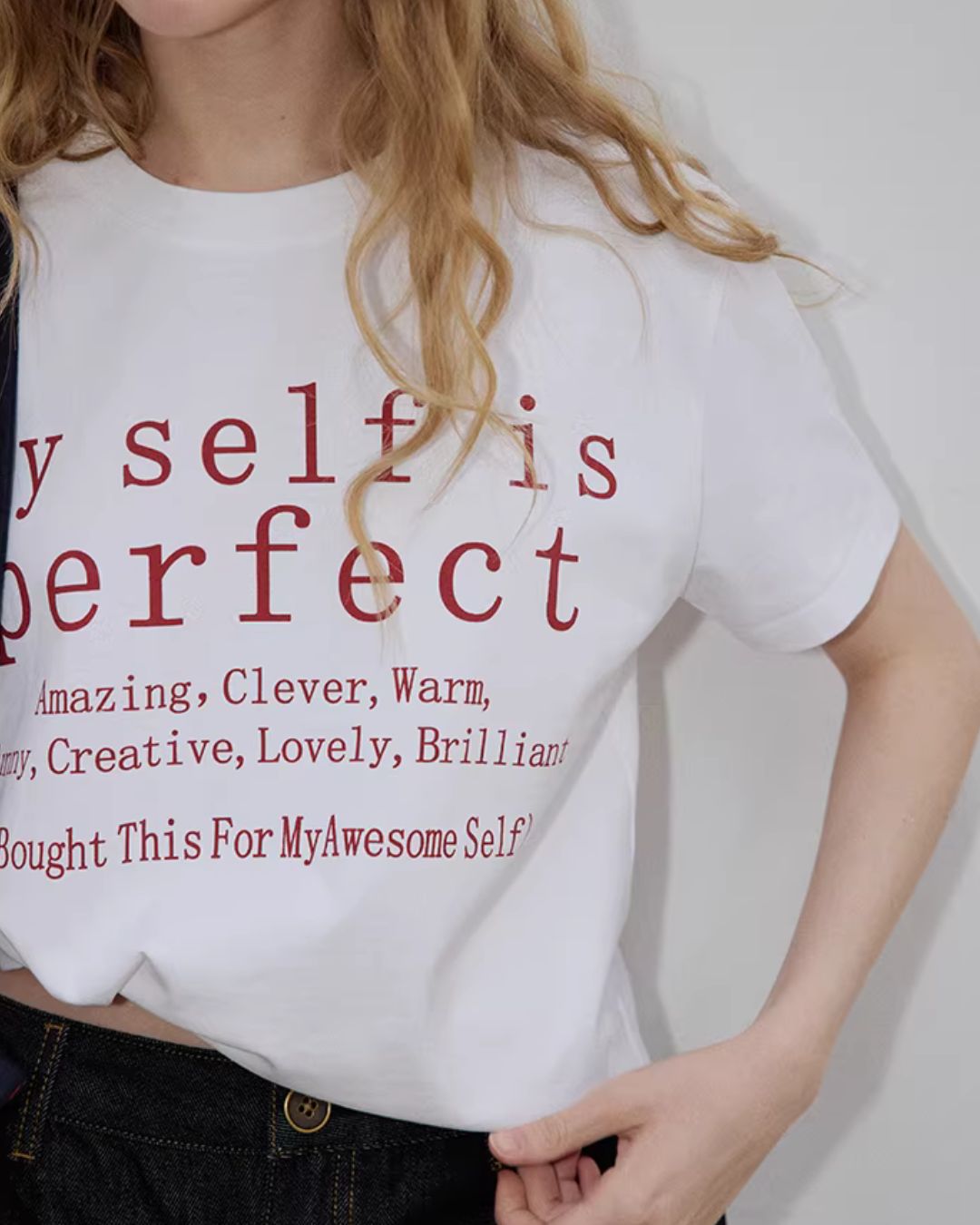 Text Print Crew Neck T-Shirt　ST009