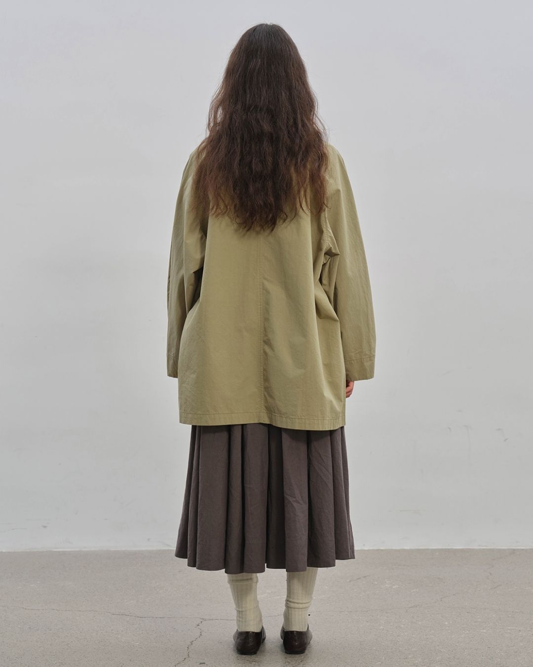 Collarless Mid-length Coat　CT005