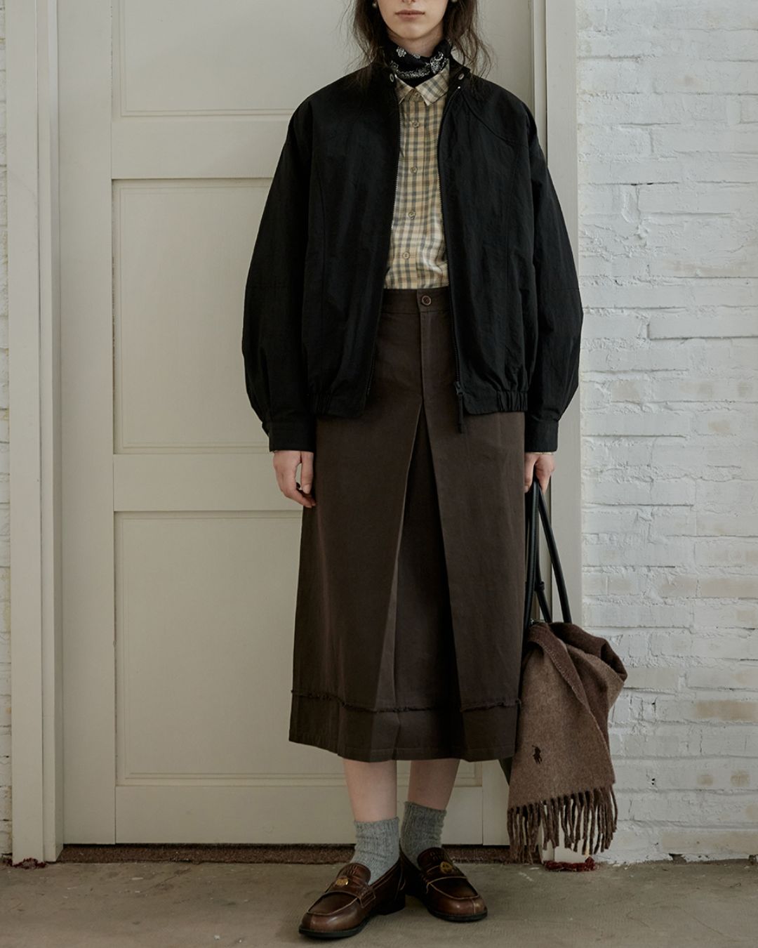 Front Tuck Midi Skirt　SK003