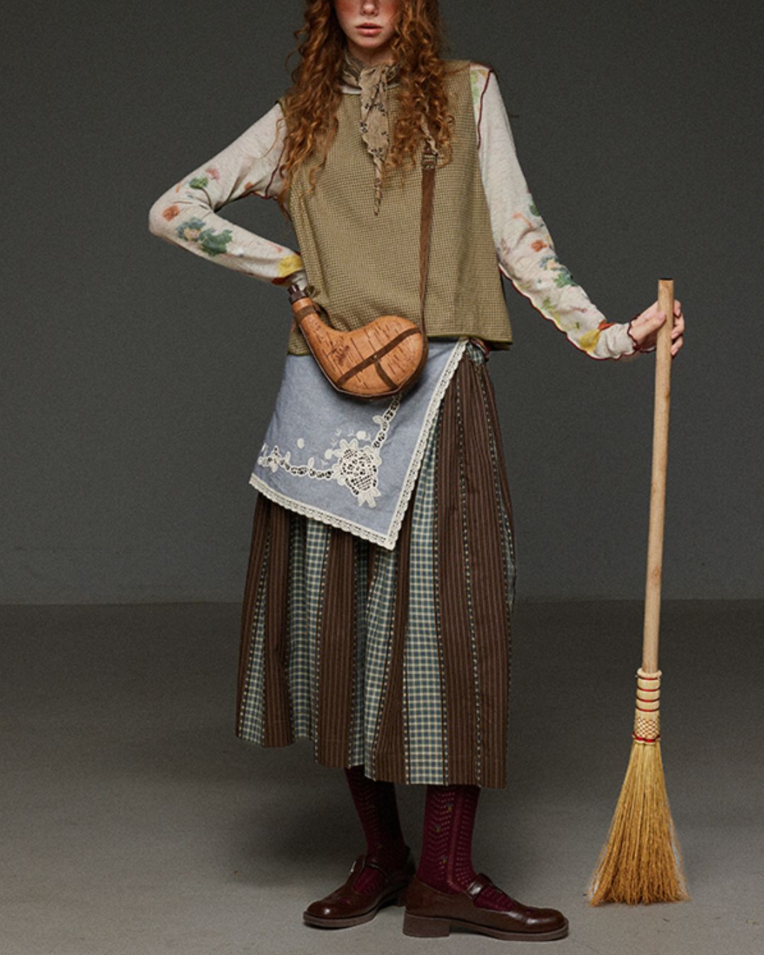 Check And Striped Contrast Color Skirt　SK007