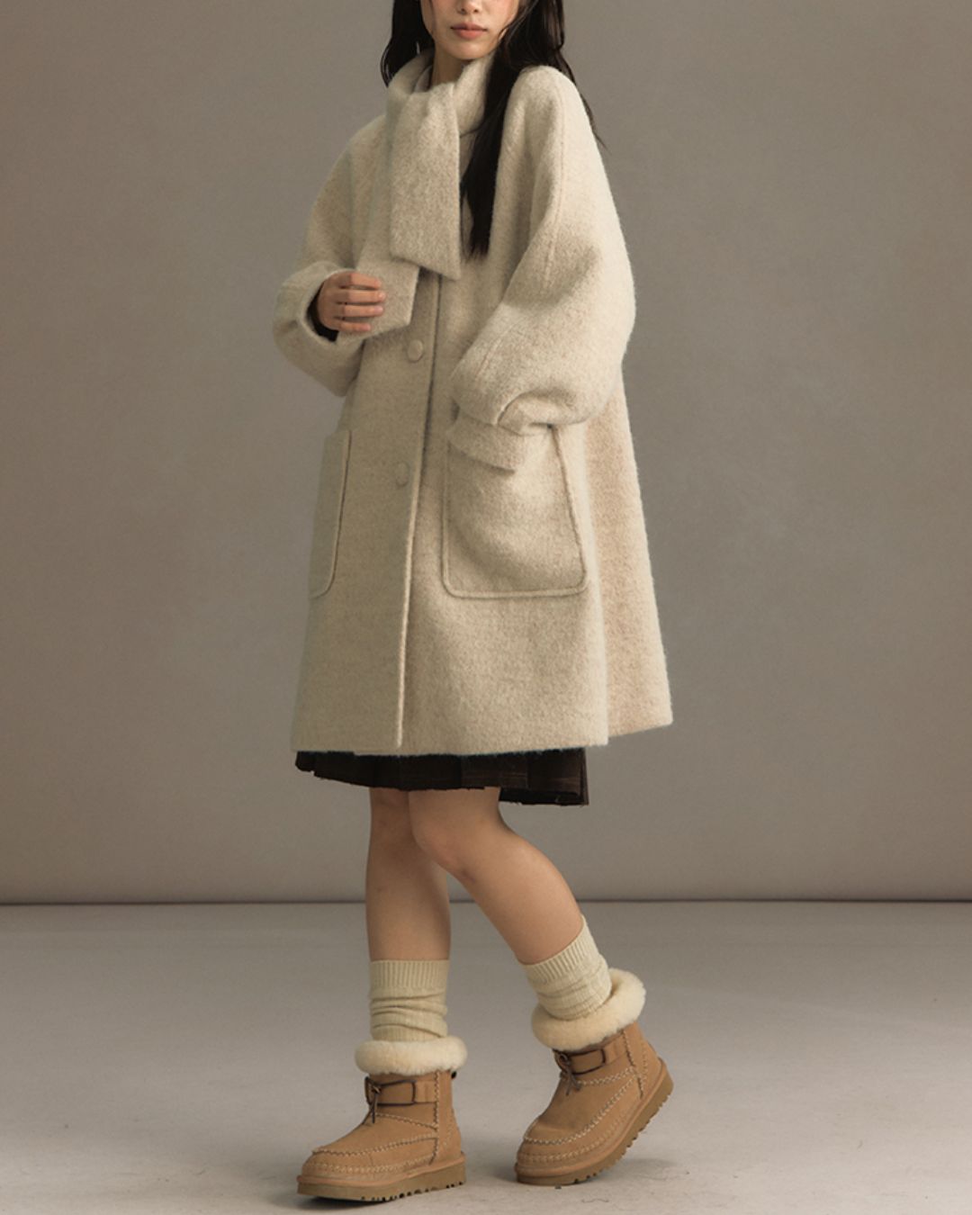 Bowtie Collar A-line Coat　CT023