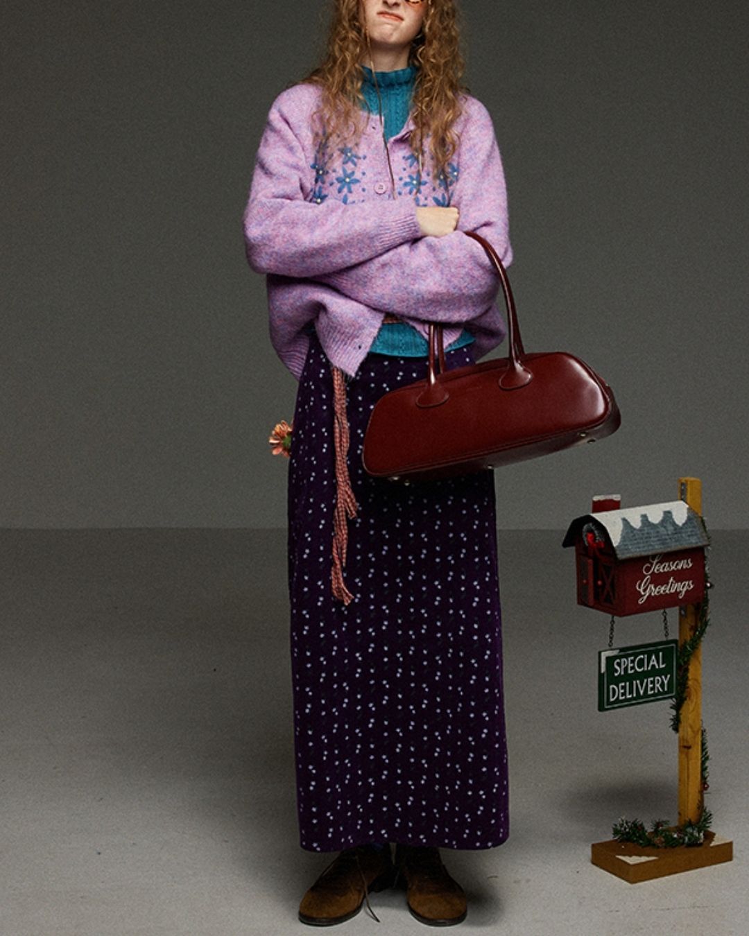 Retro Flower Corduroy Long Skirt　SK013