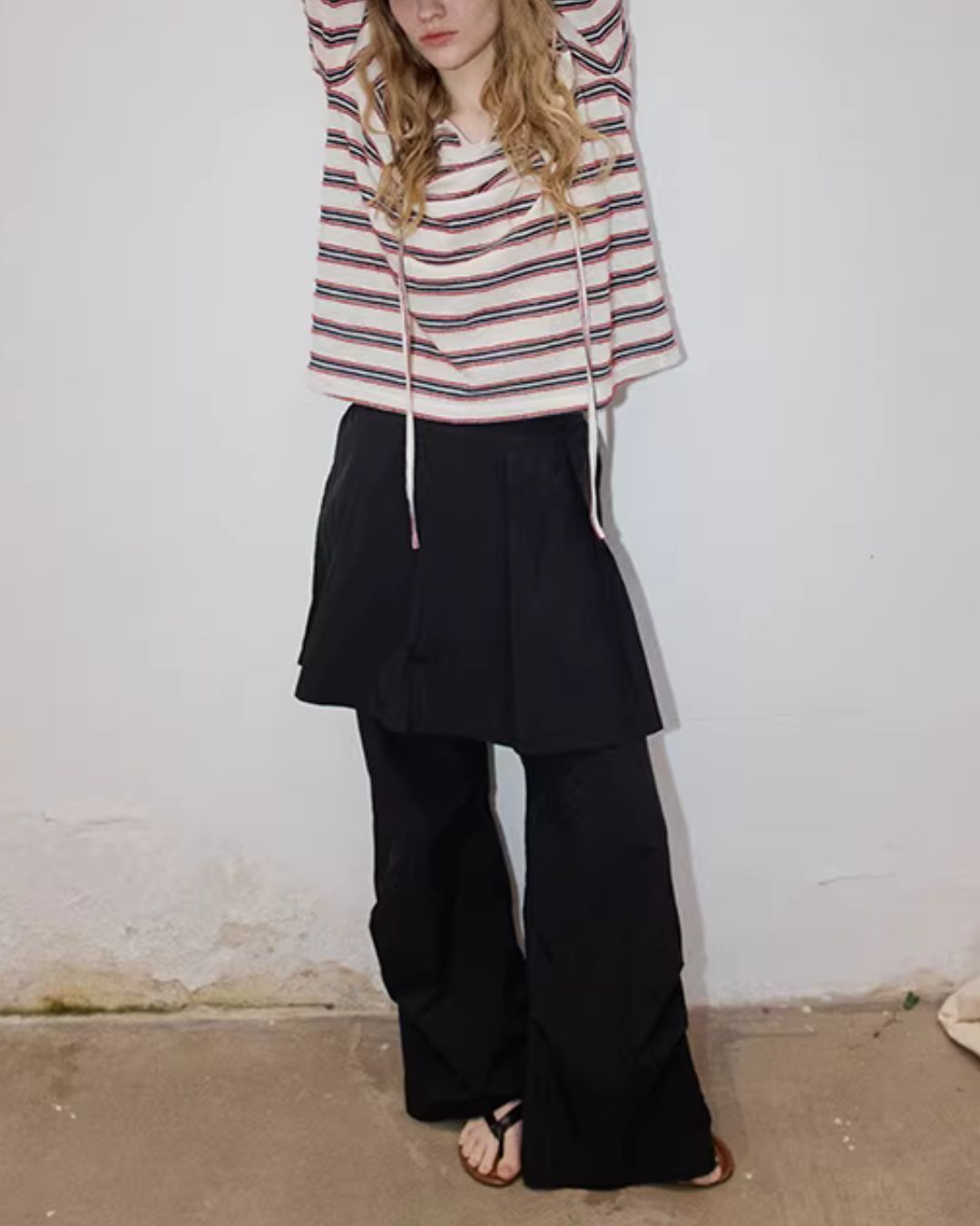 Multi-border Drawstring T-shirt　LT029